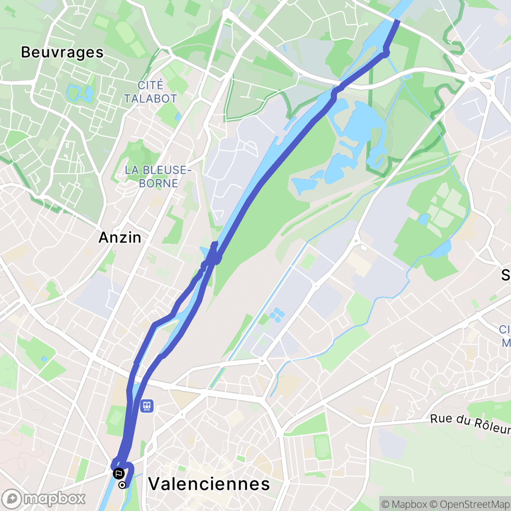 Valenciennes : carte du parcours de randonnée - France