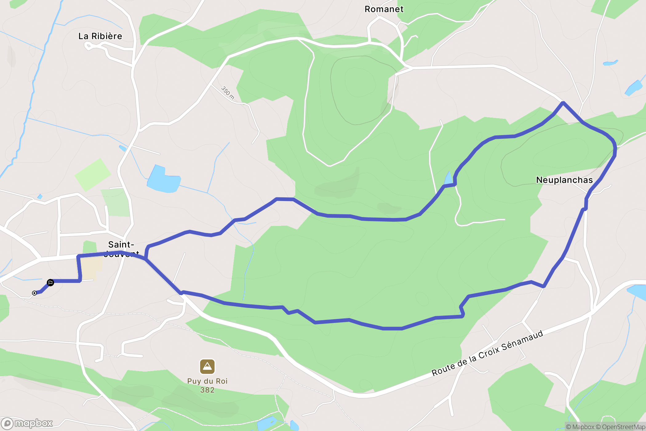 Saint-Jouvent : carte du parcours de randonnée - France