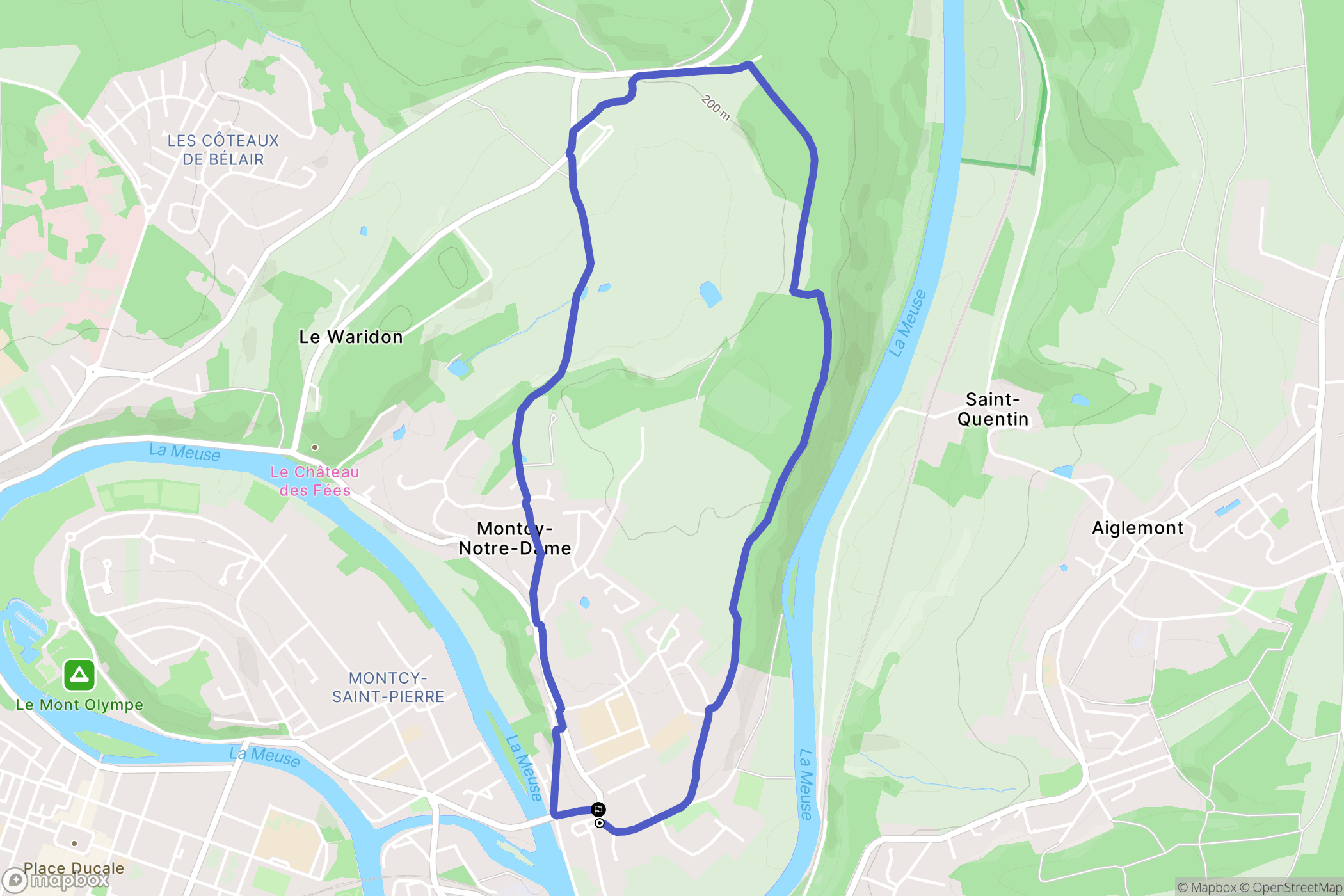 Montcy-Notre-Dame : carte du parcours de randonnée - France