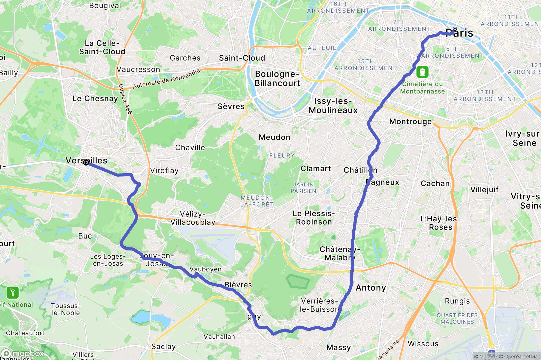 Paris : carte du parcours de randonnée - France