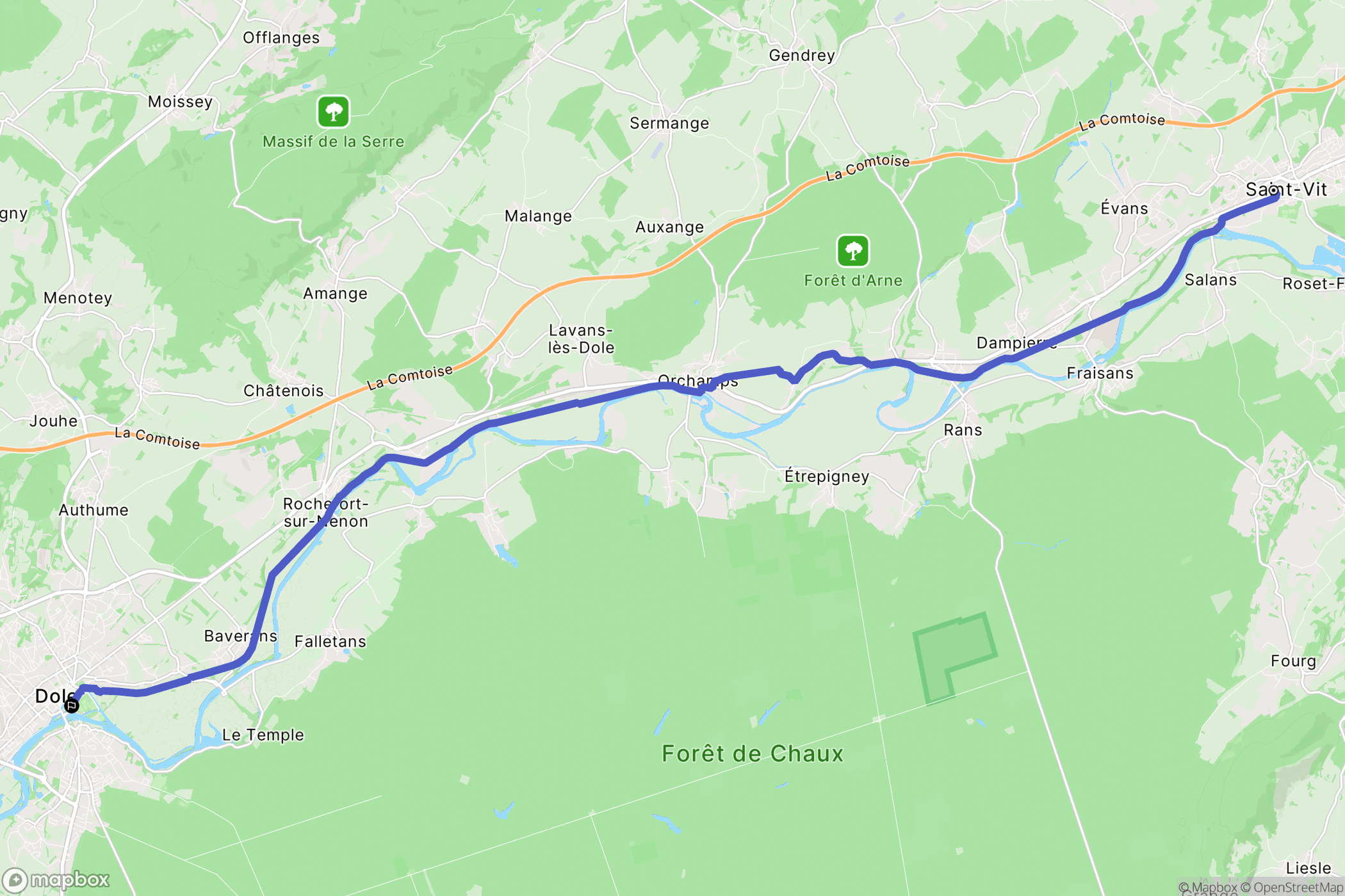 Saint-Vit : carte du parcours de randonnée - France