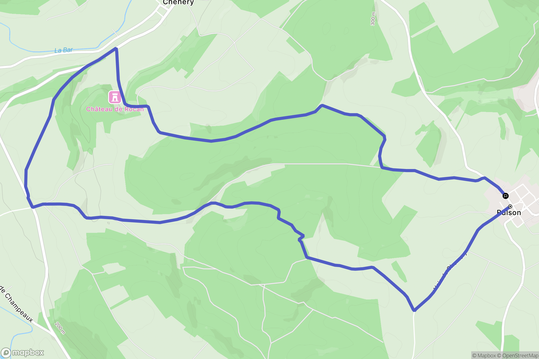 Bulson : carte du parcours de randonnée - France
