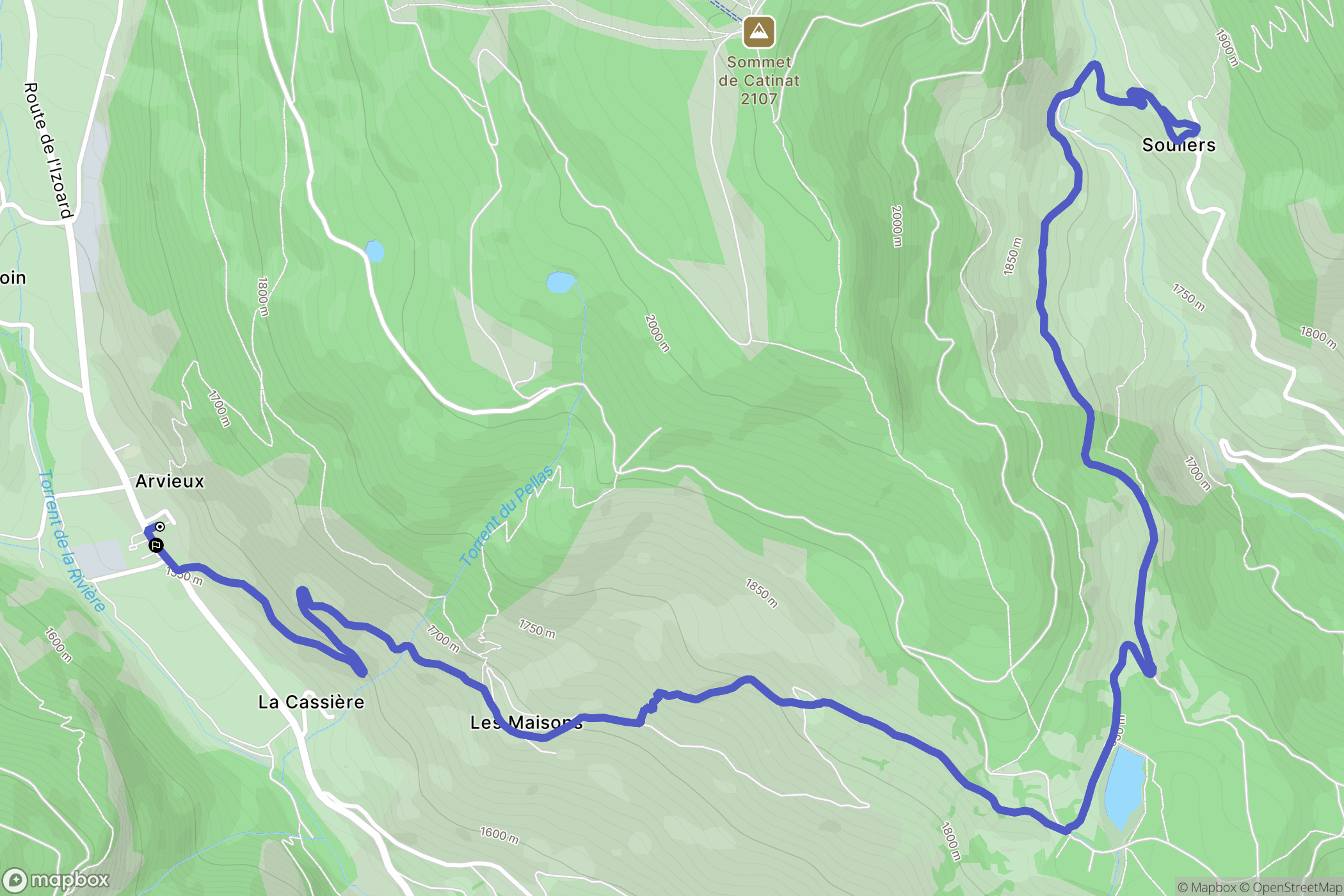Arvieux : carte du parcours de randonnée - France
