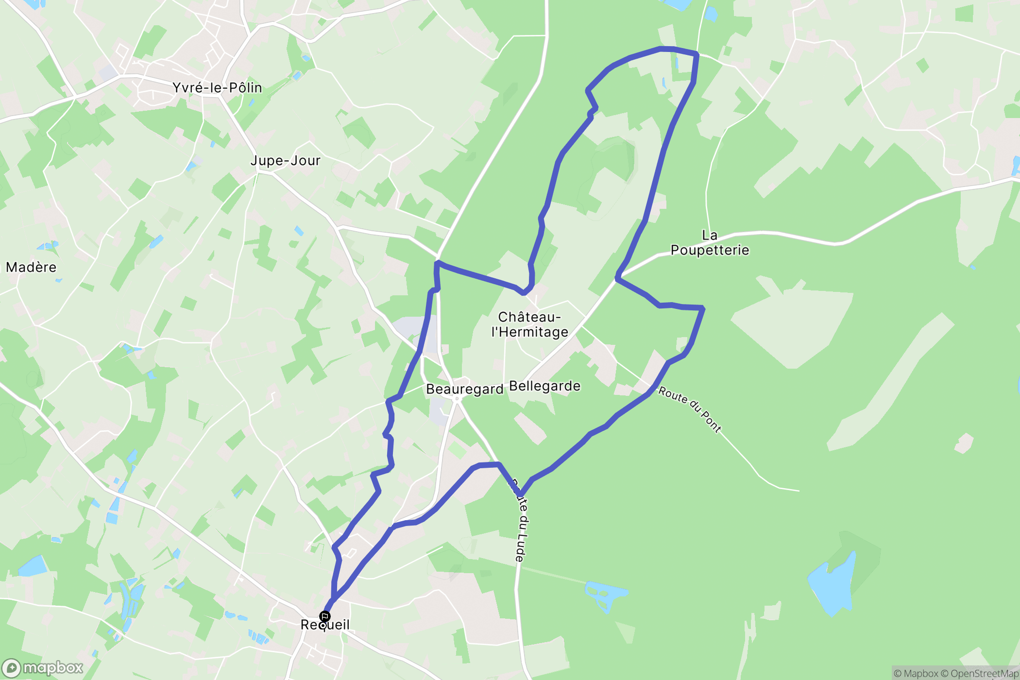 Requeil : carte du parcours de randonnée - France