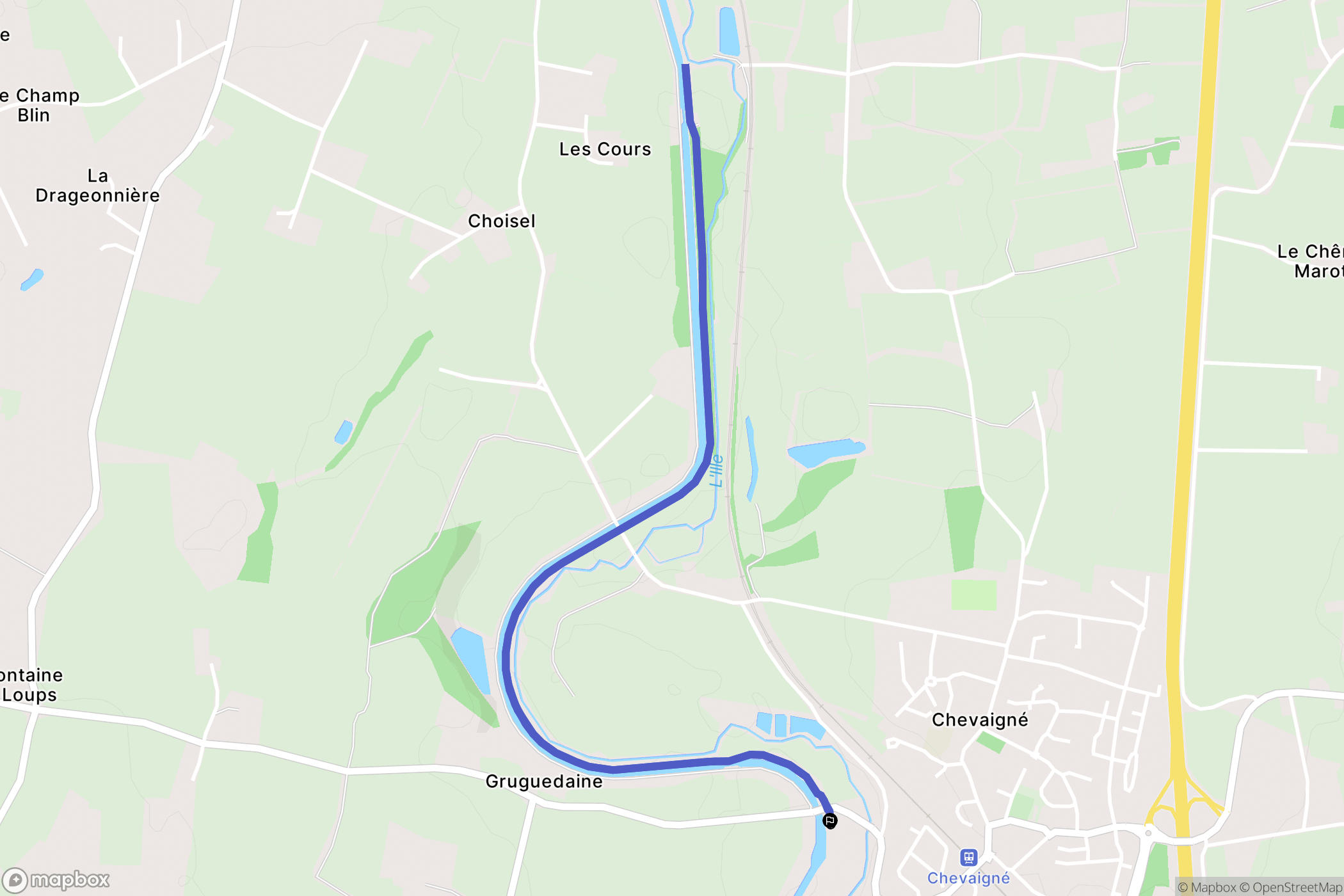 Chevaigné : carte du parcours de randonnée - France