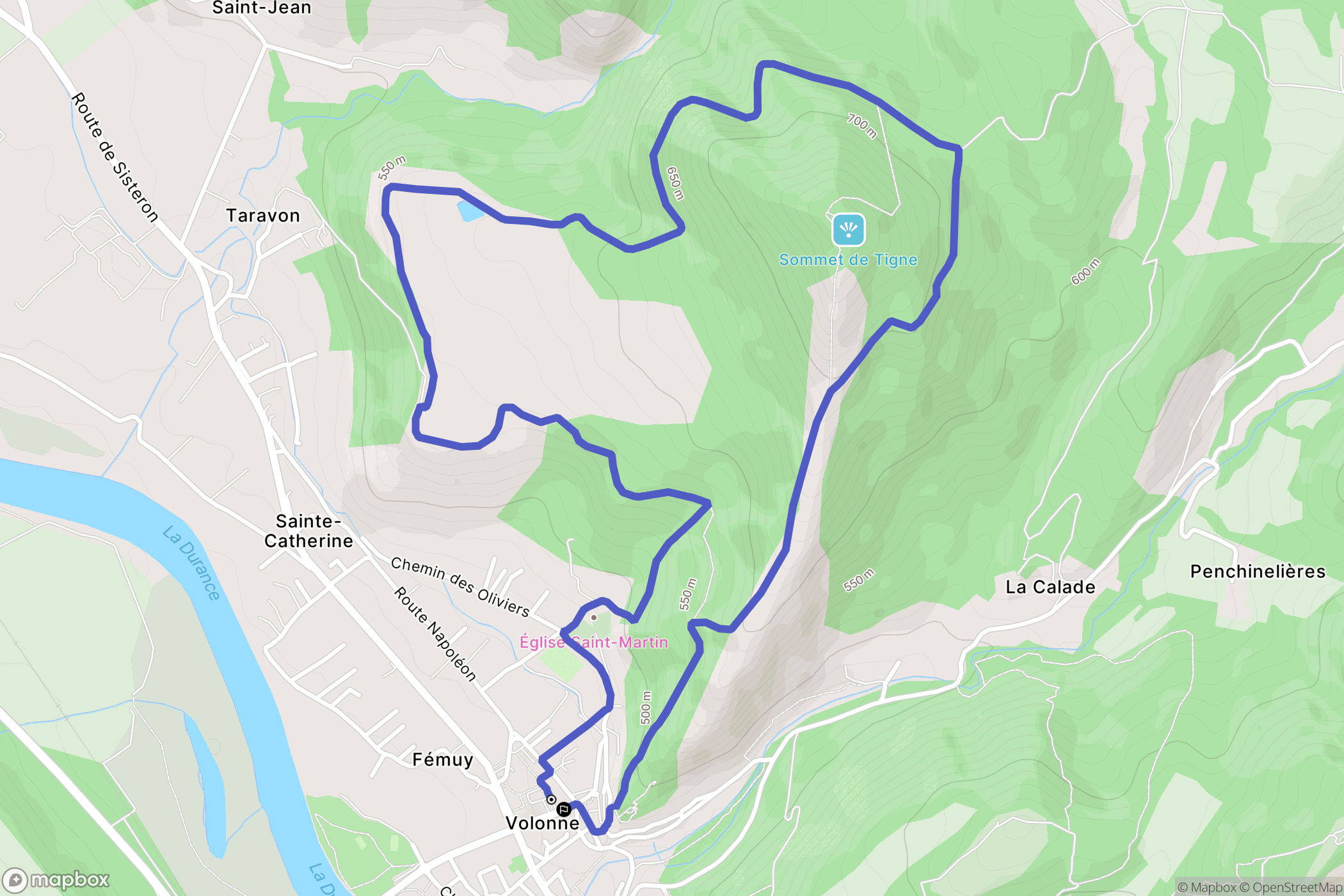 Volonne : carte du parcours de randonnée - France