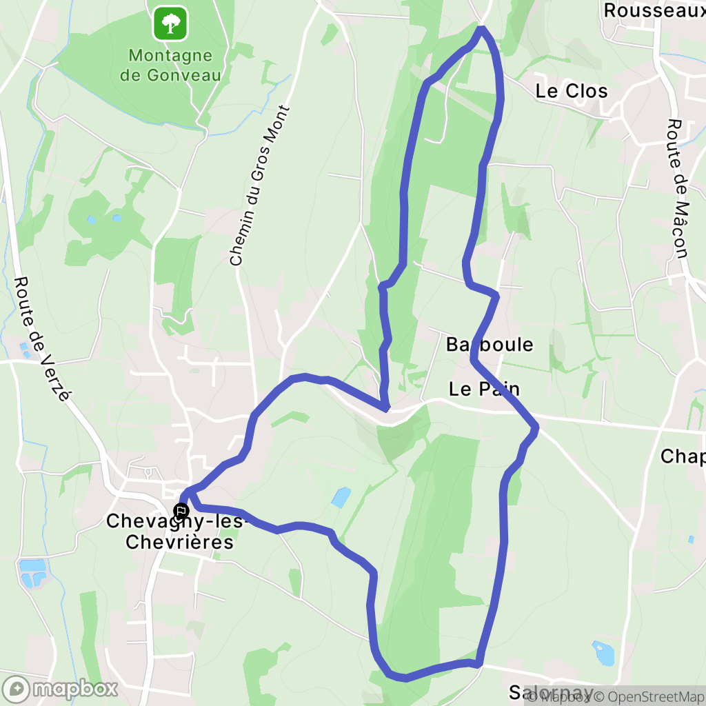 Chevagny-les-Chevrières : carte du parcours de randonnée - France