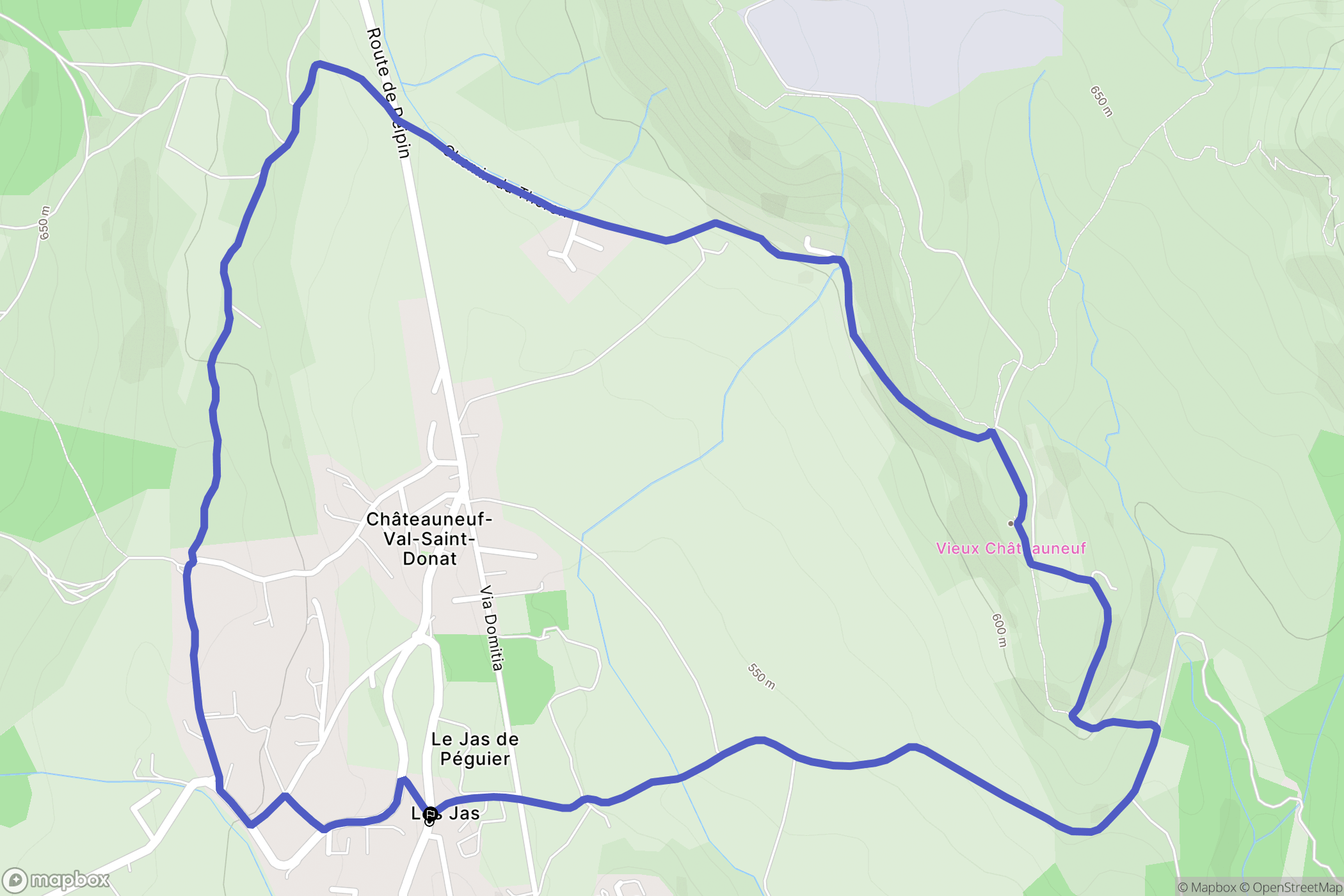 Châteauneuf-Val-Saint-Donat : carte du parcours de randonnée - France