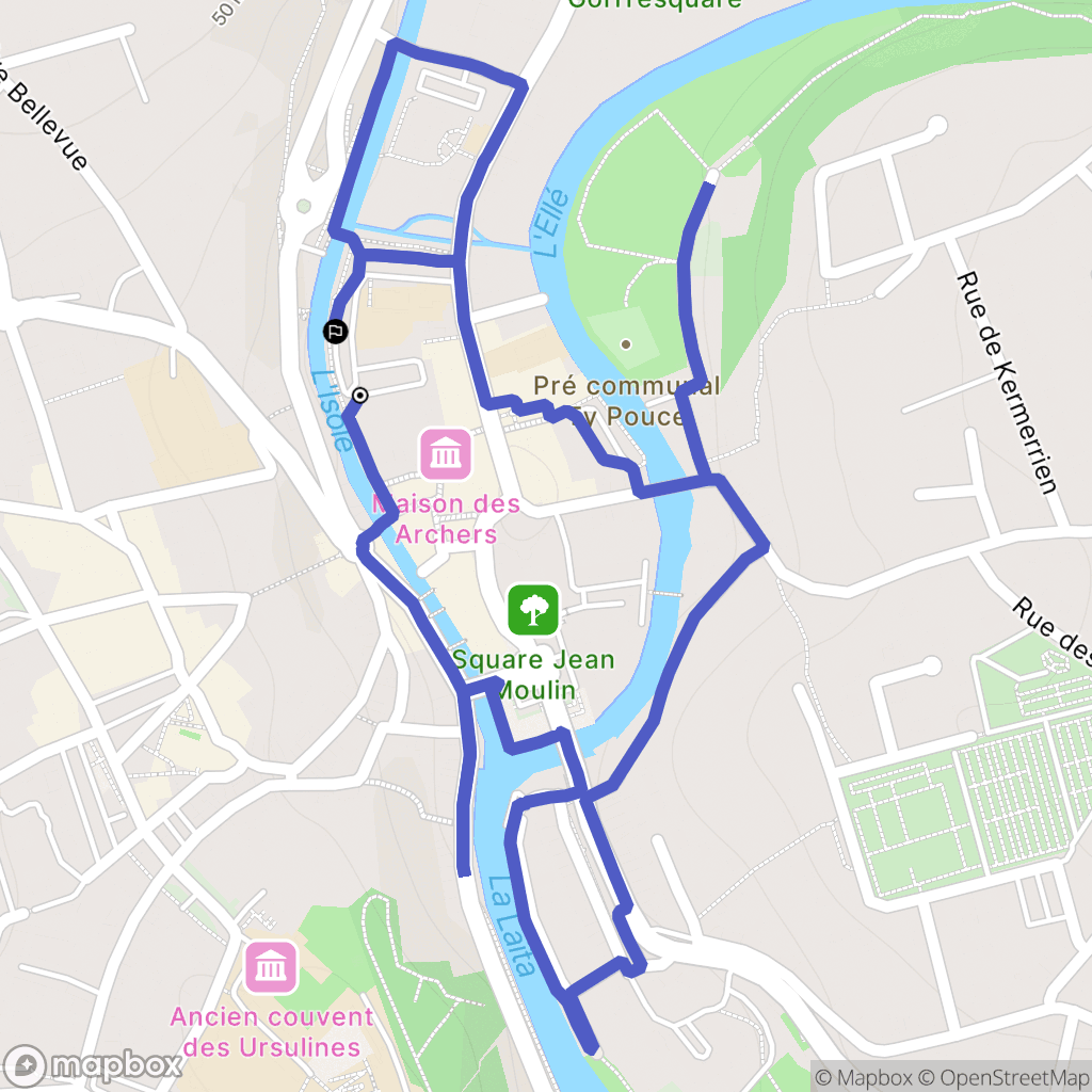 Quimperlé : carte du parcours de randonnée - France