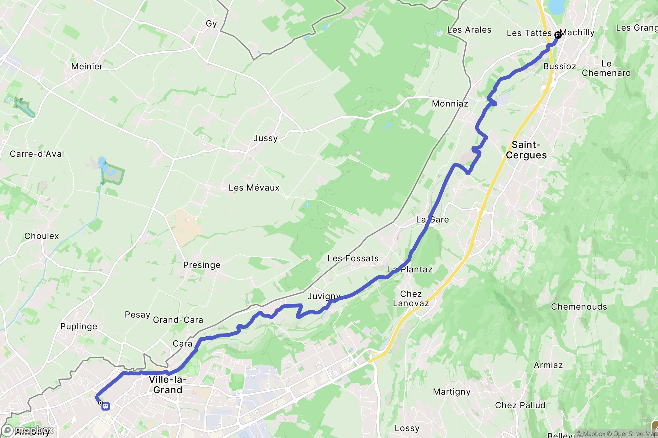 Annemasse : carte du parcours de randonnée - France
