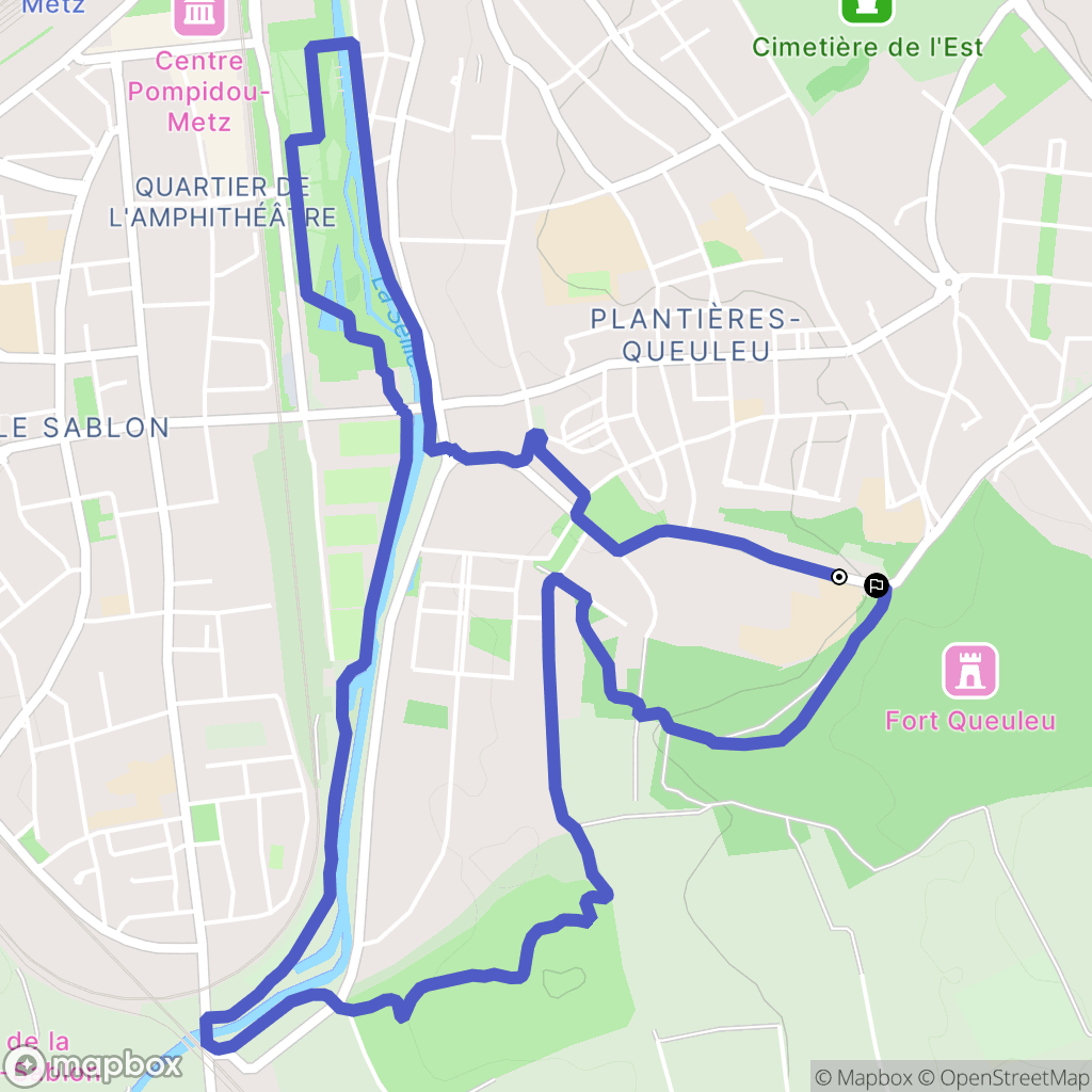 Metz : carte du parcours de randonnée - France