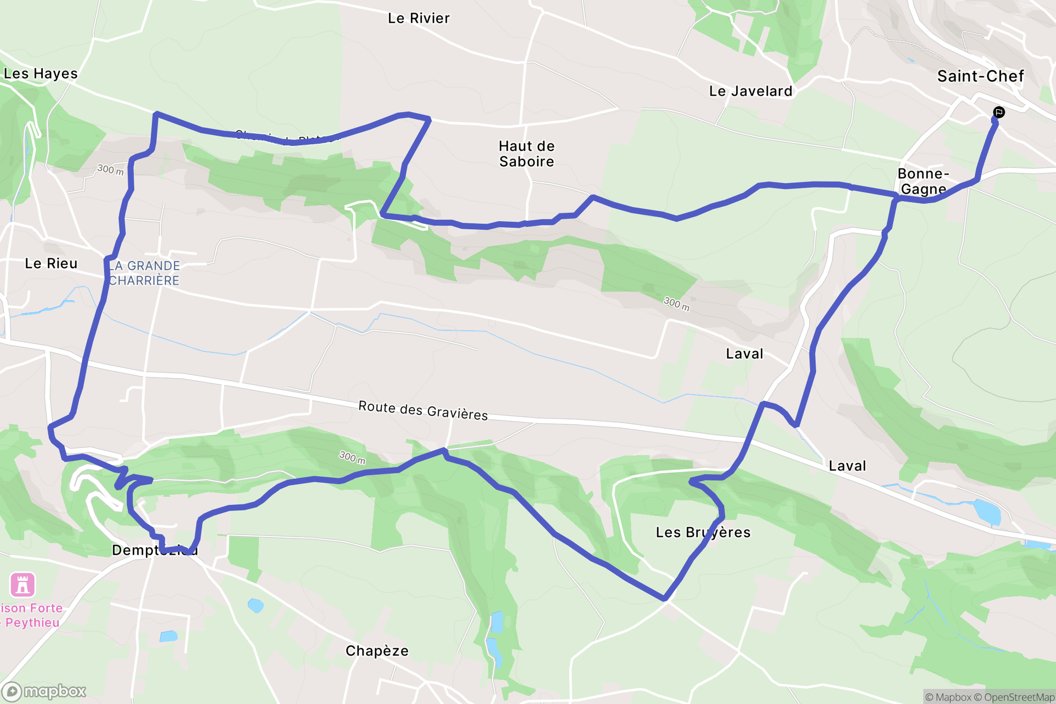 Saint-Chef : carte du parcours de randonnée - France