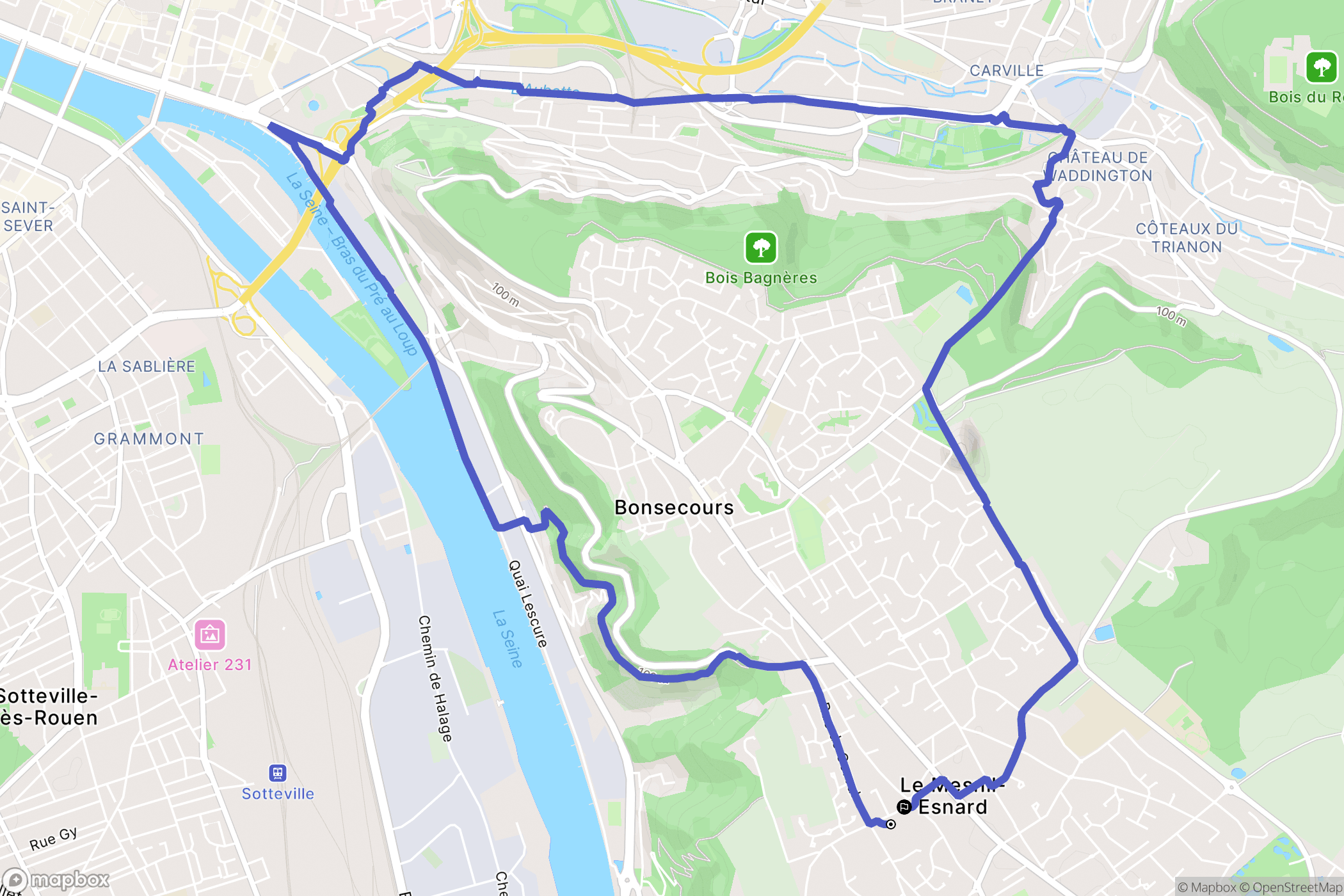 Le Mesnil-Esnard : carte du parcours de randonnée - France