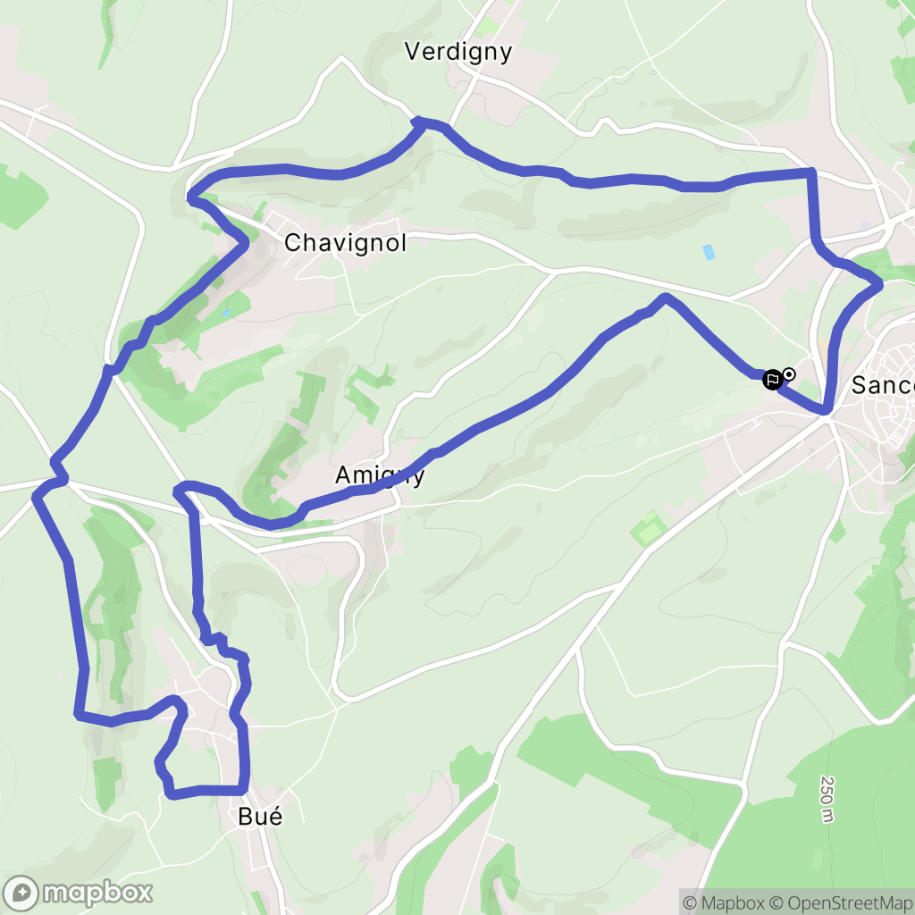 Sancerre : carte du parcours de randonnée - France