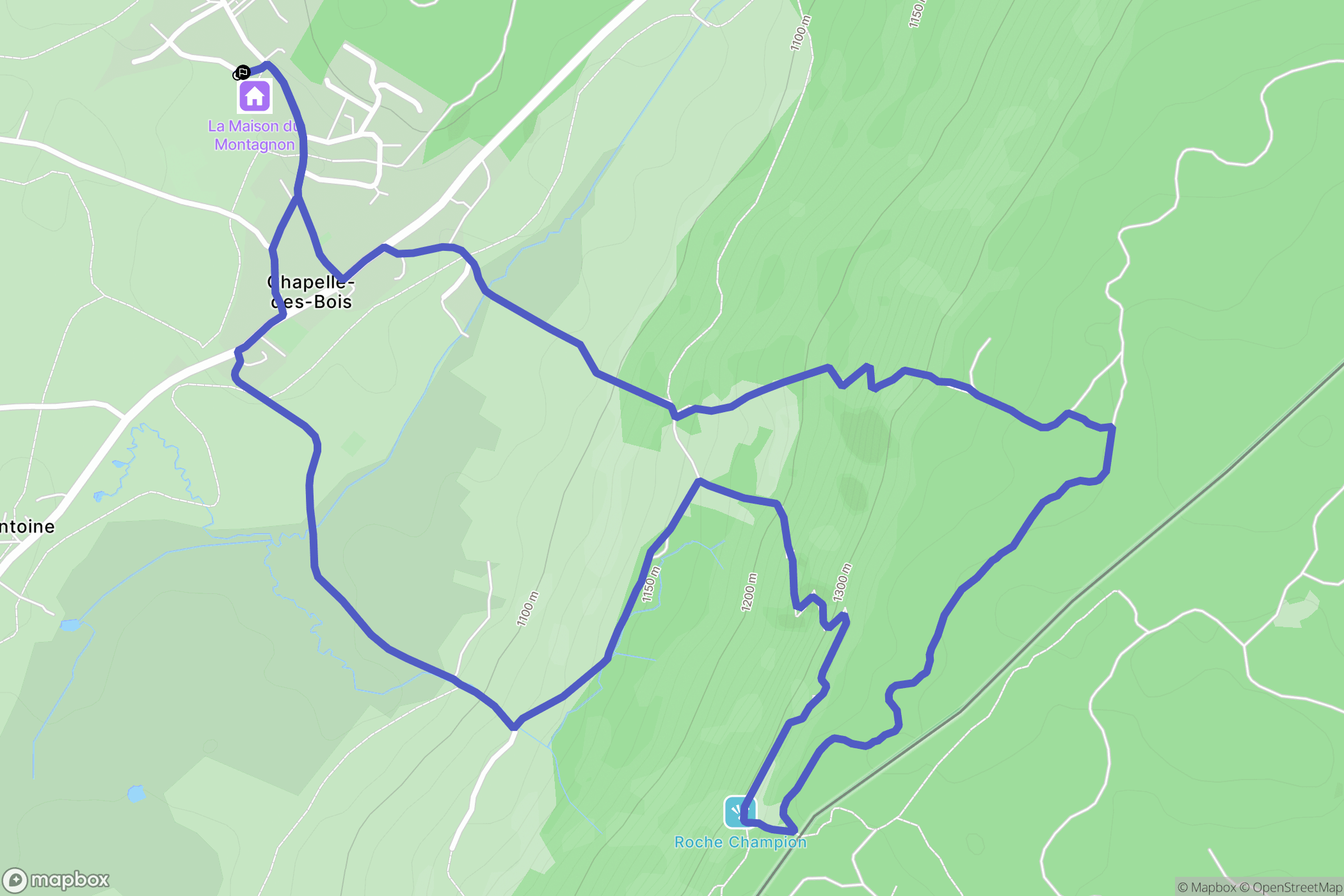 Chapelle-des-Bois : carte du parcours de randonnée - France
