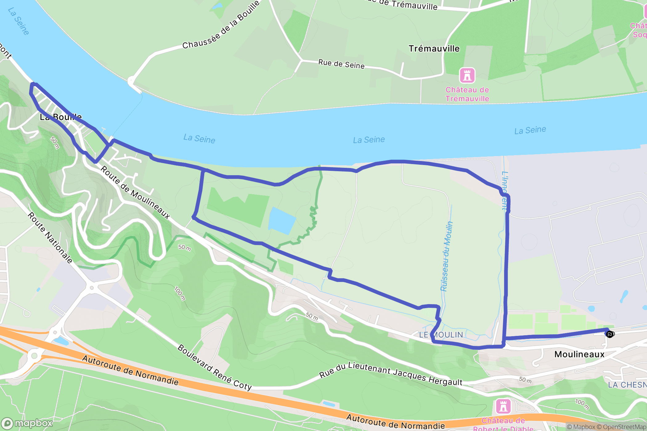 Moulineaux : carte du parcours de randonnée - France