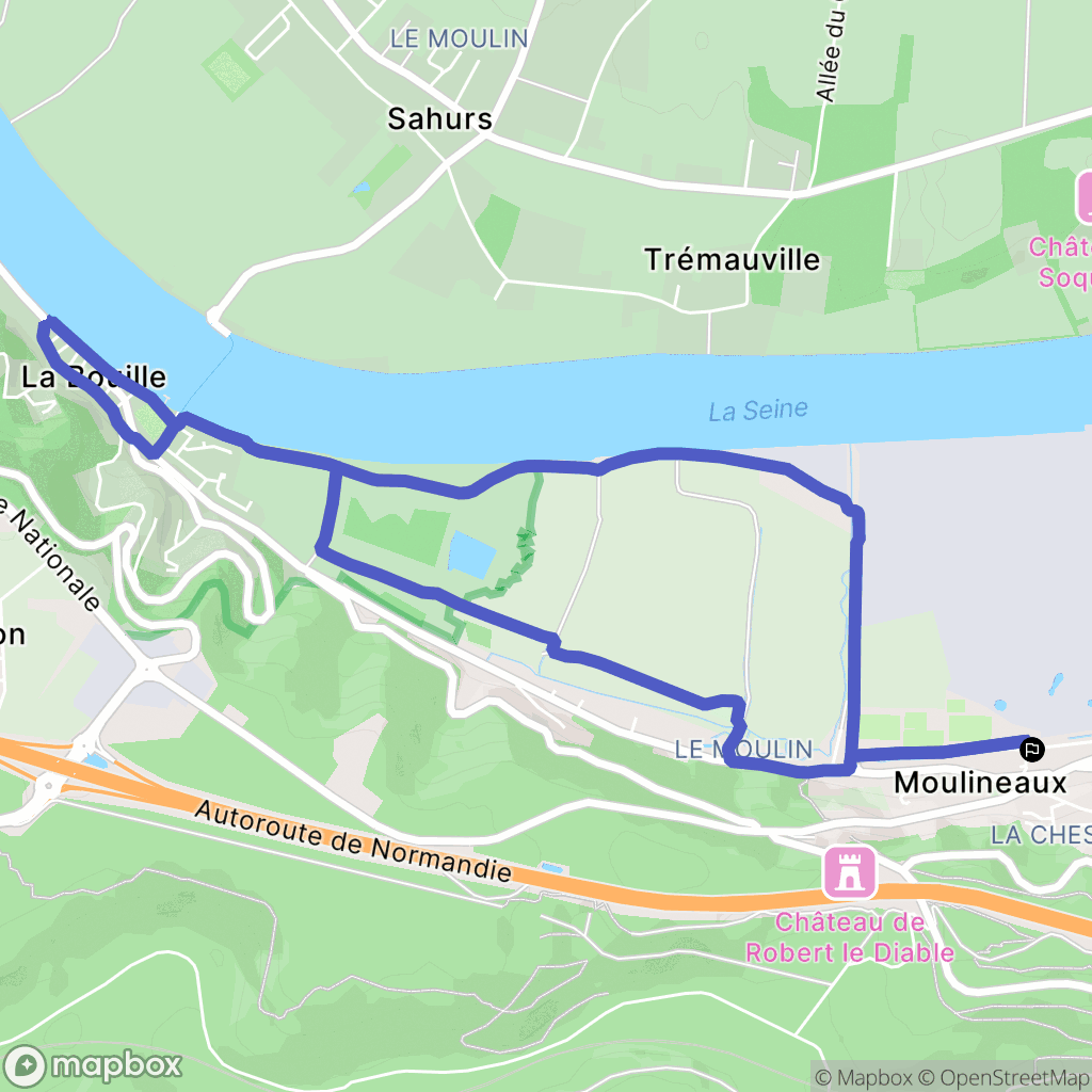 Moulineaux : carte du parcours de randonnée - France