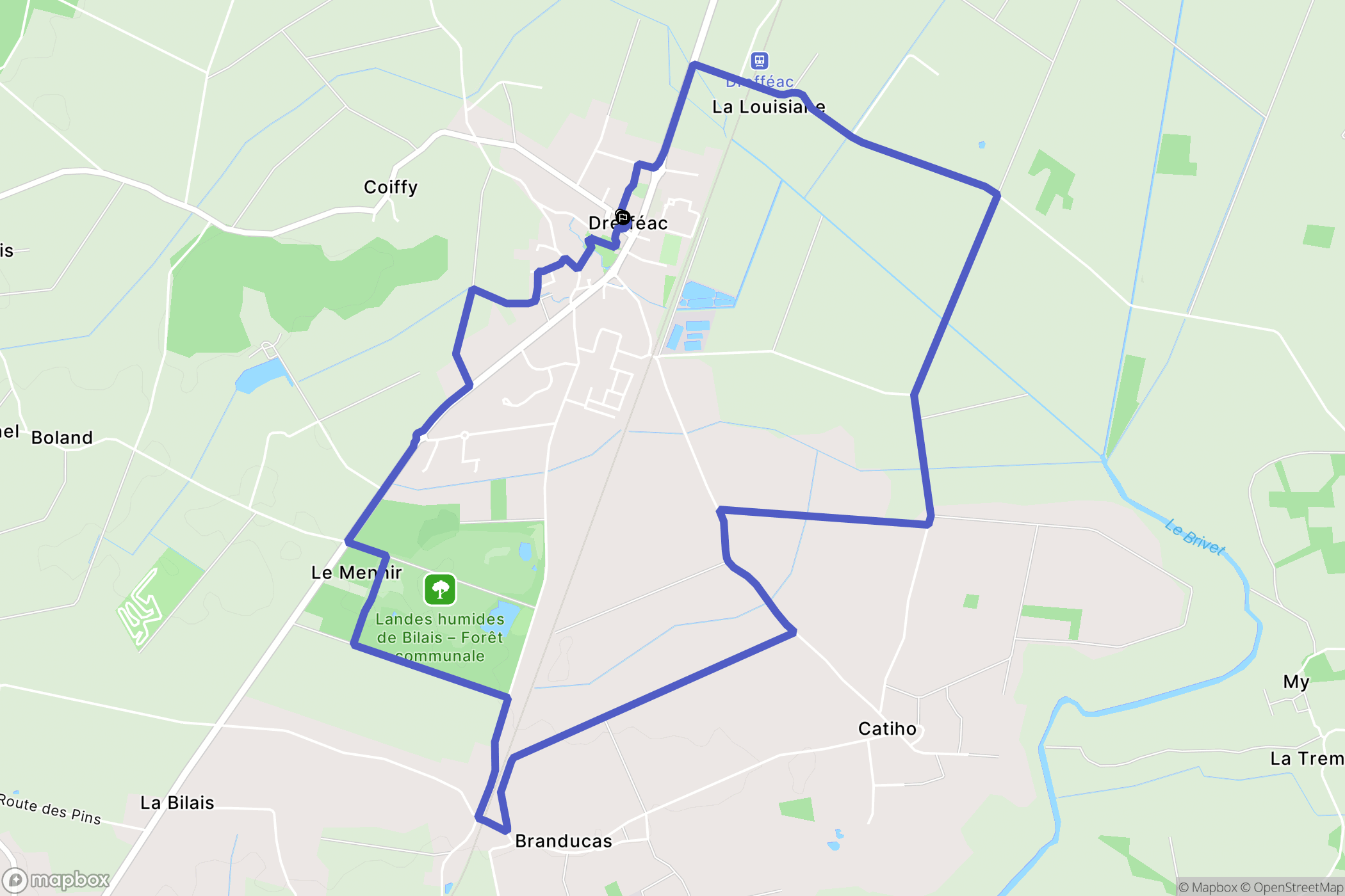 Drefféac : carte du parcours de randonnée - France