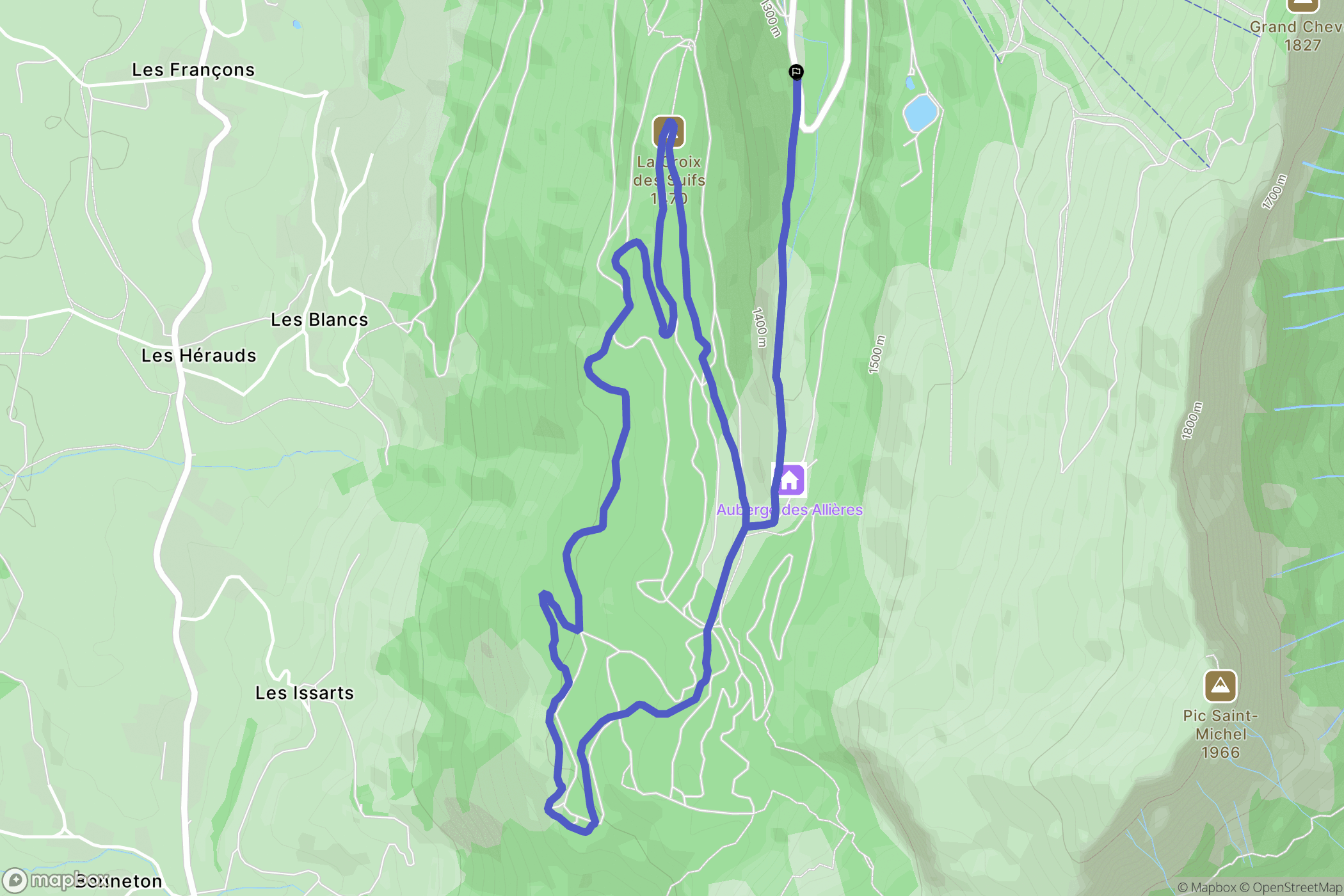 Lans-en-Vercors : carte du parcours de randonnée - France