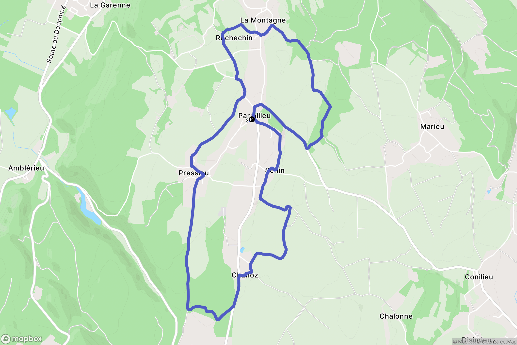 Parmilieu : carte du parcours de randonnée - France