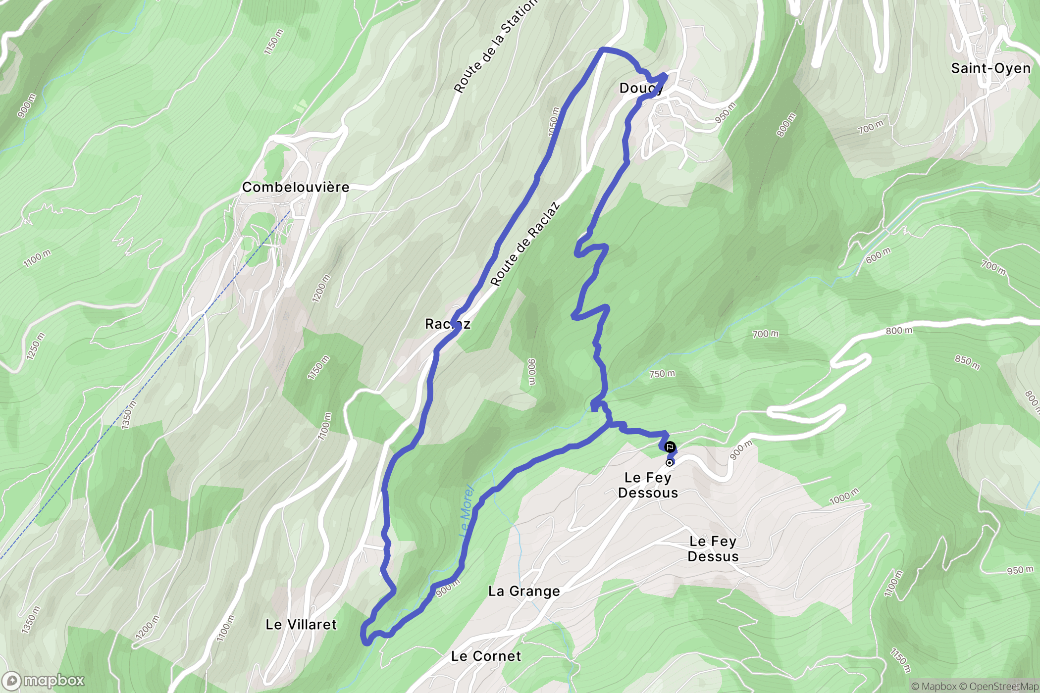 Les Avanchers-Valmorel : carte du parcours de randonnée - France