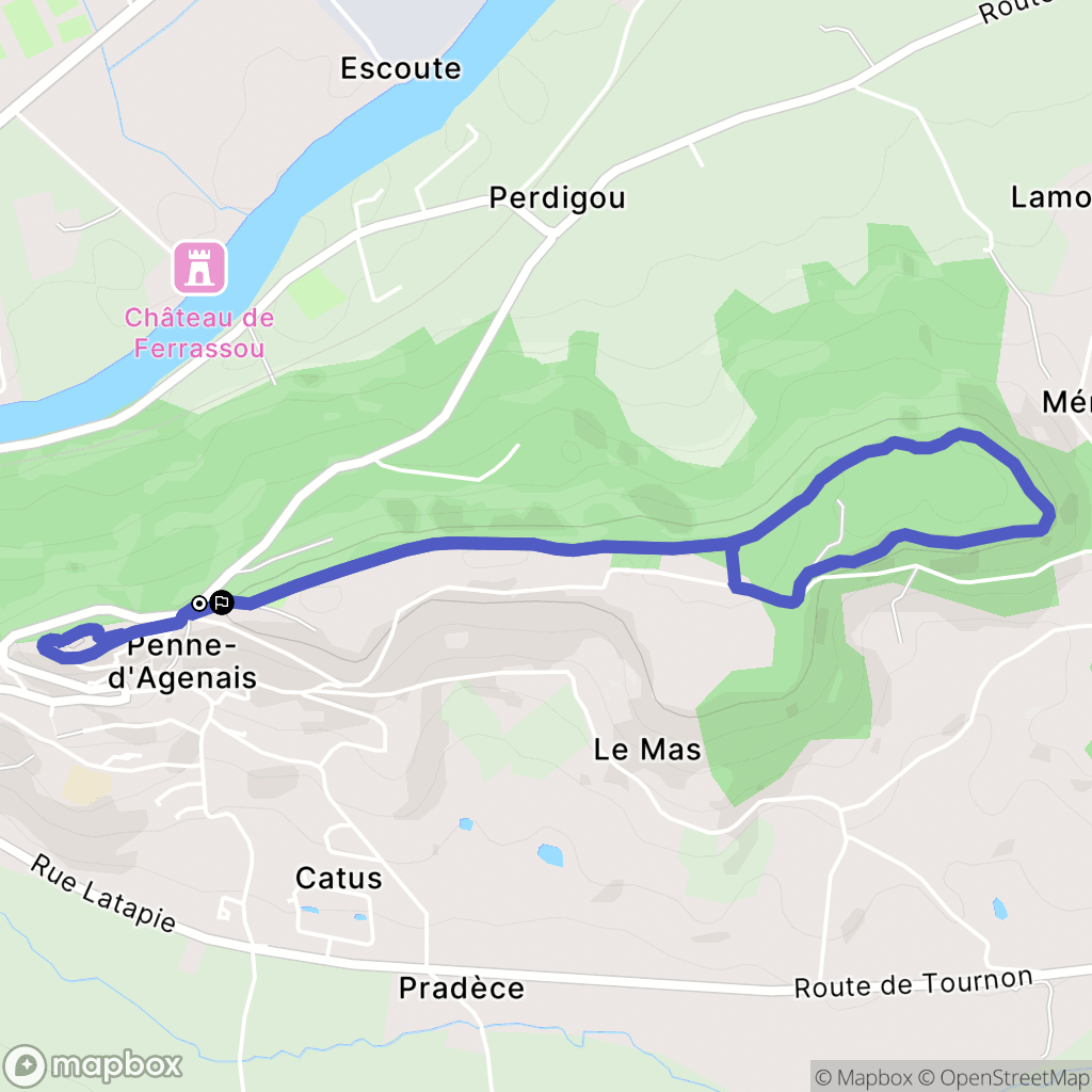 Penne-d'Agenais : carte du parcours de randonnée - France