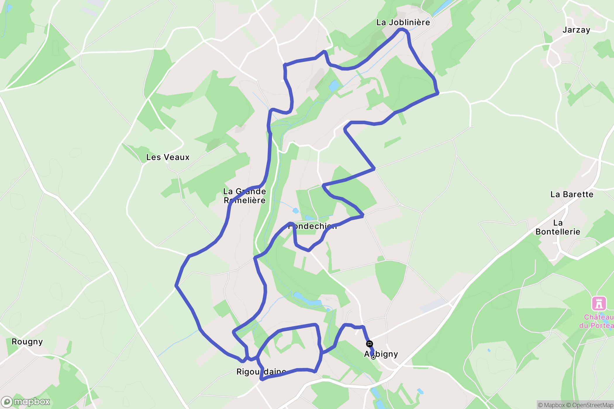 Aubigny : carte du parcours de randonnée - France