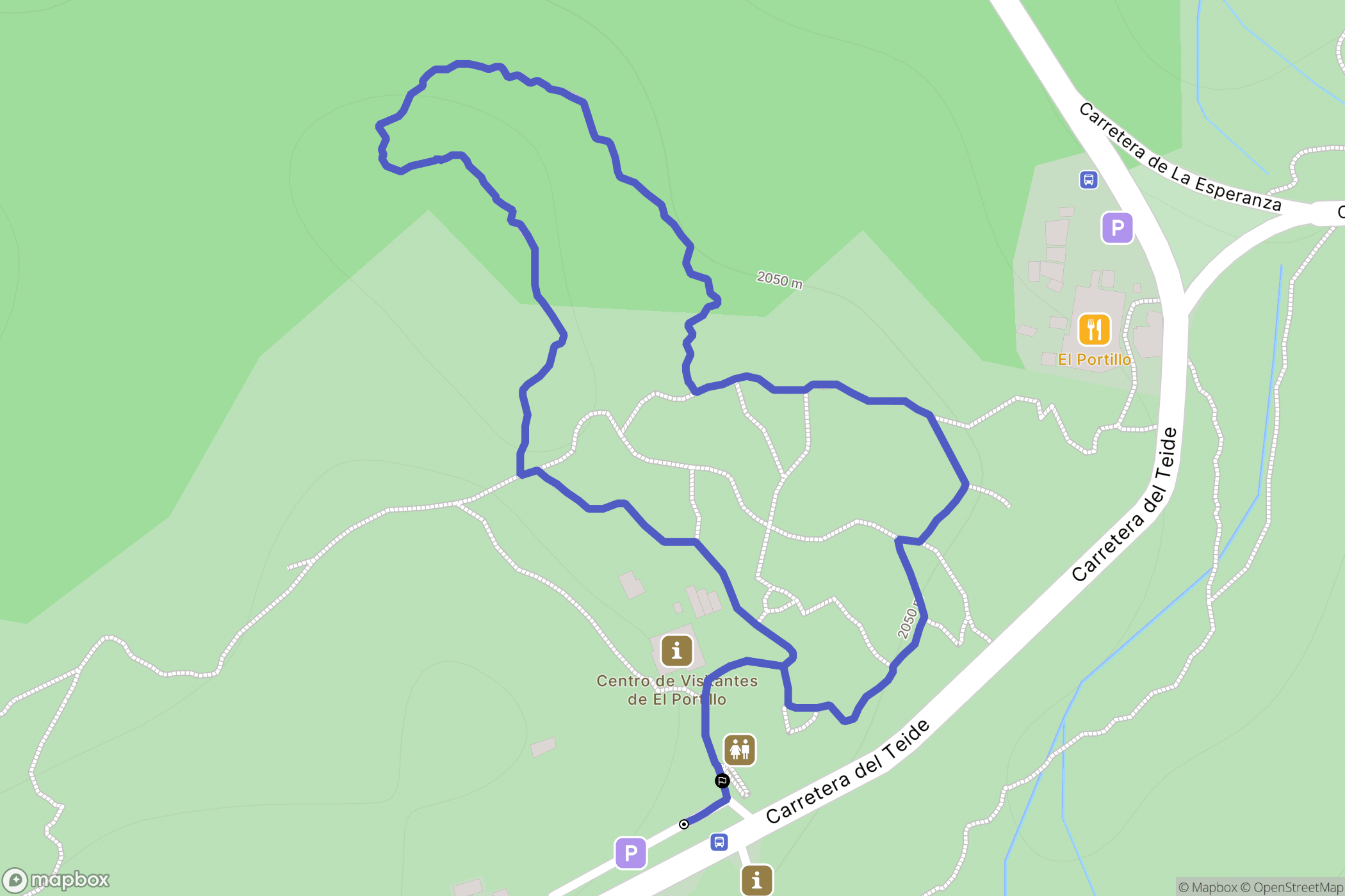 Las Cañadas del Teide : carte du parcours de randonnée - Spain