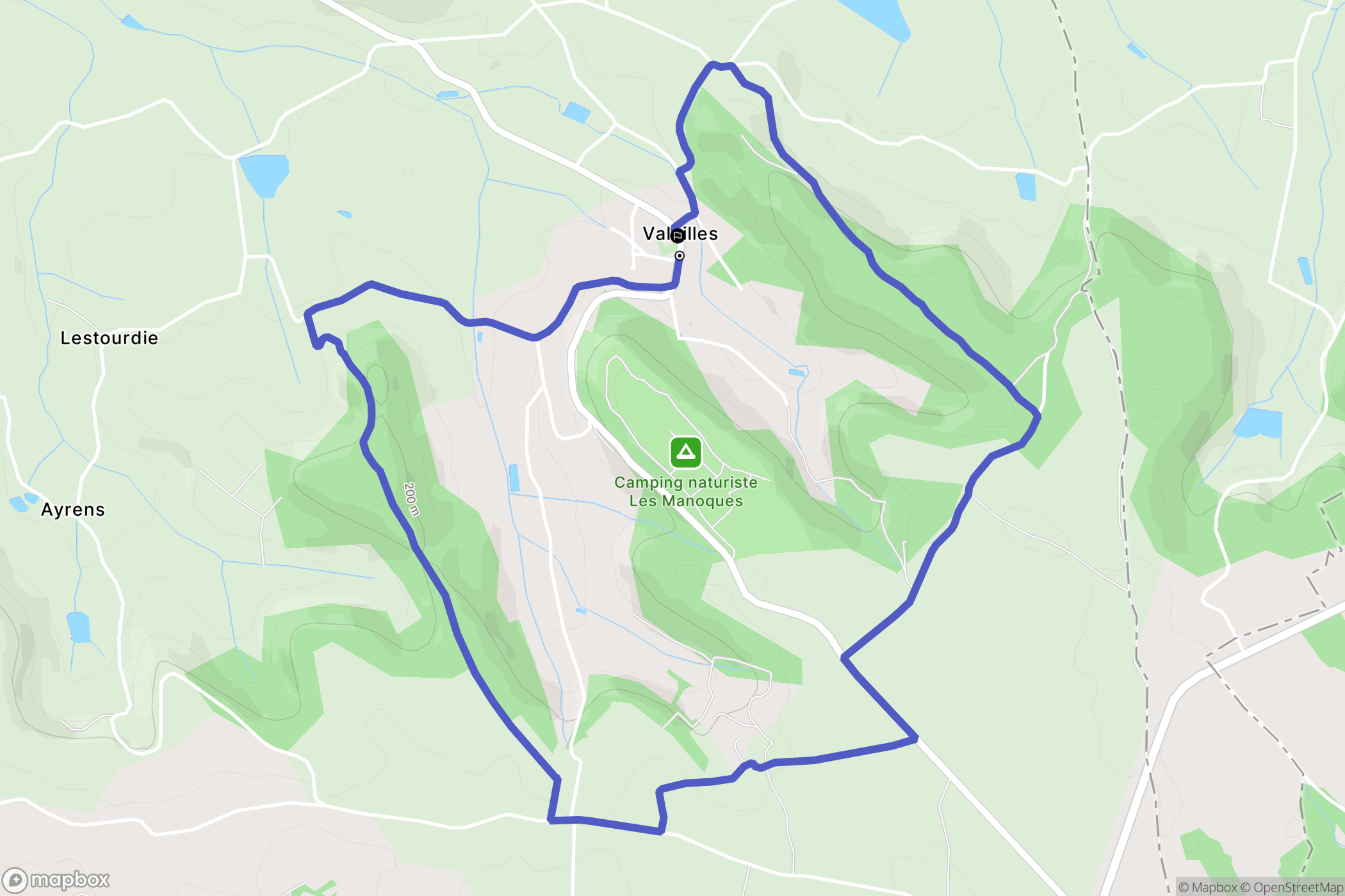Valeilles : carte du parcours de randonnée - France