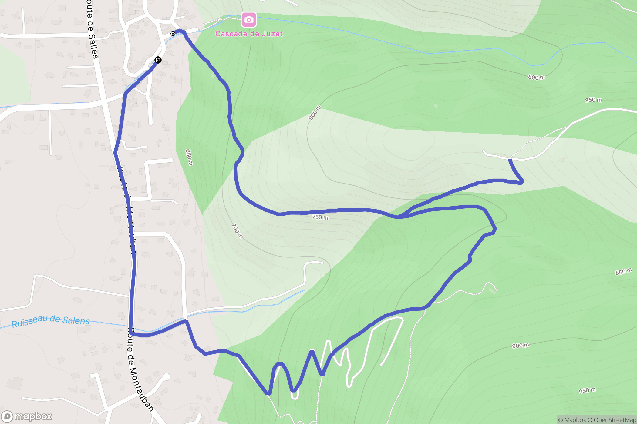 Juzet-de-Luchon : carte du parcours de randonnée - France