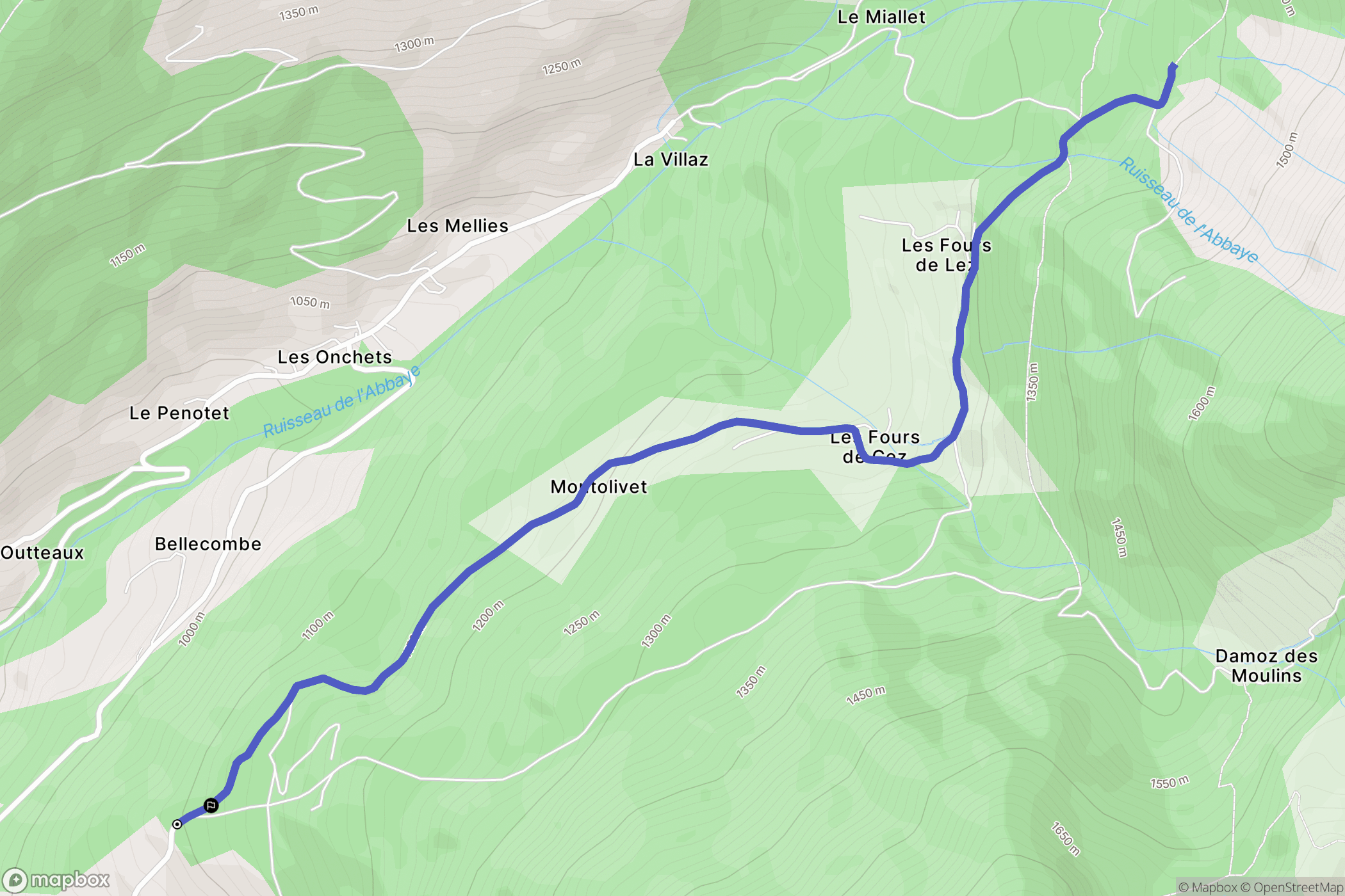 Saint-Jean-d'Aulps : carte du parcours de randonnée - France