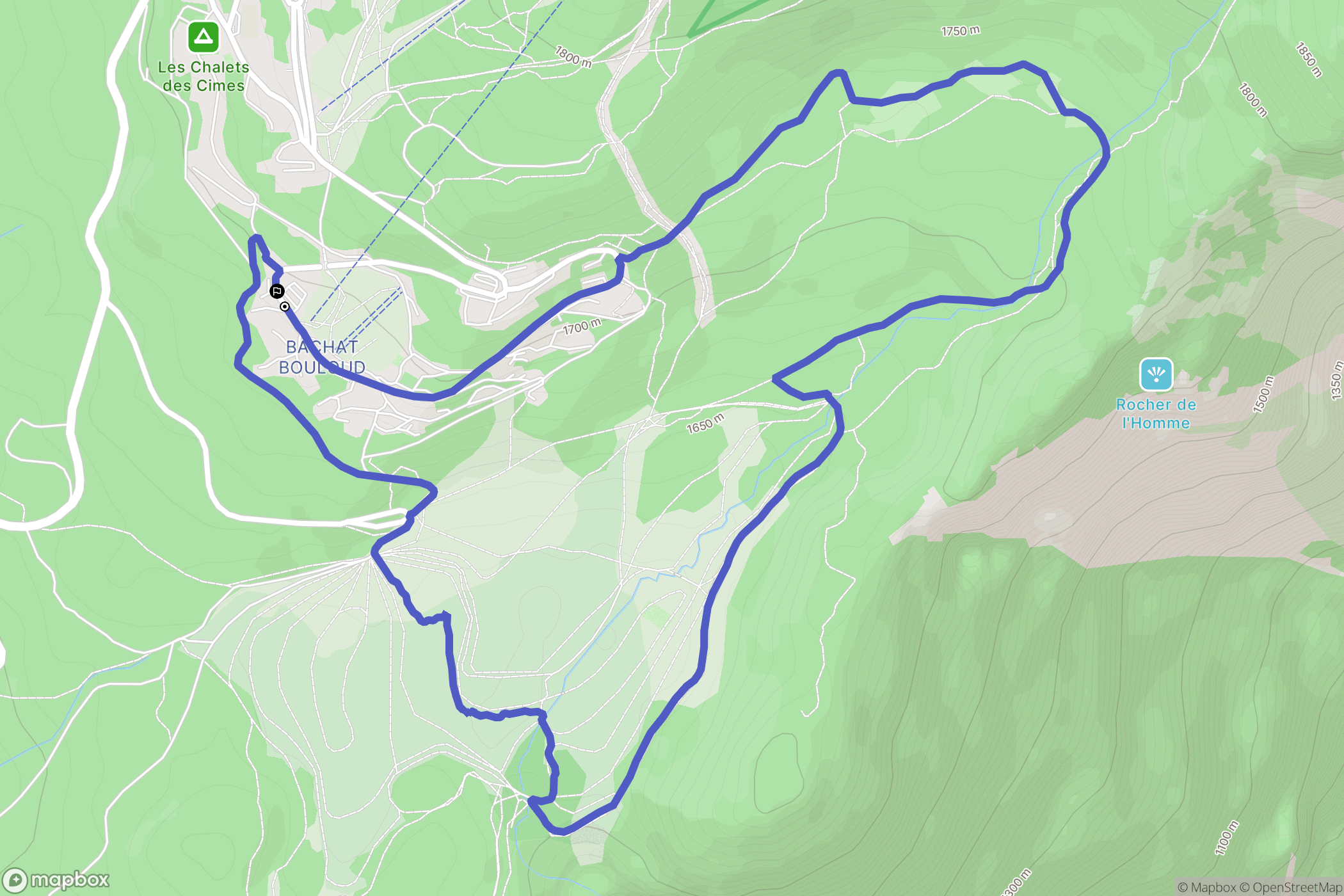 Chamrousse : carte du parcours de randonnée - France