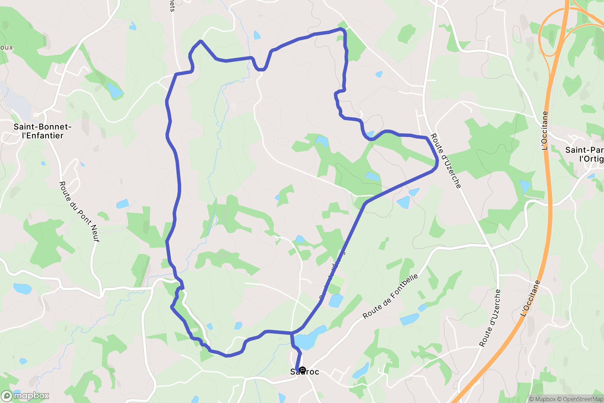 Sadroc : carte du parcours de randonnée - France