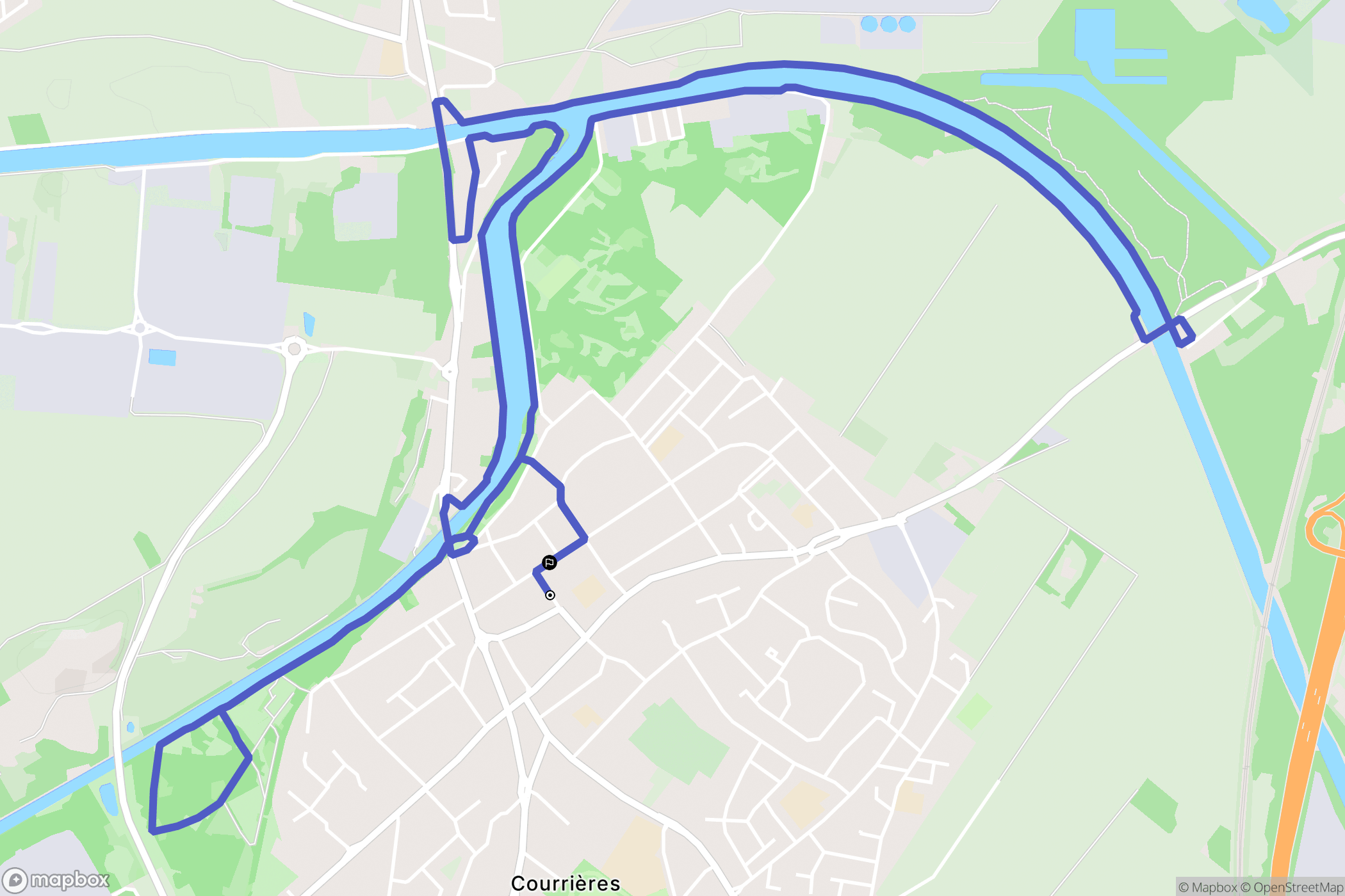 Courrières : carte du parcours de randonnée - France