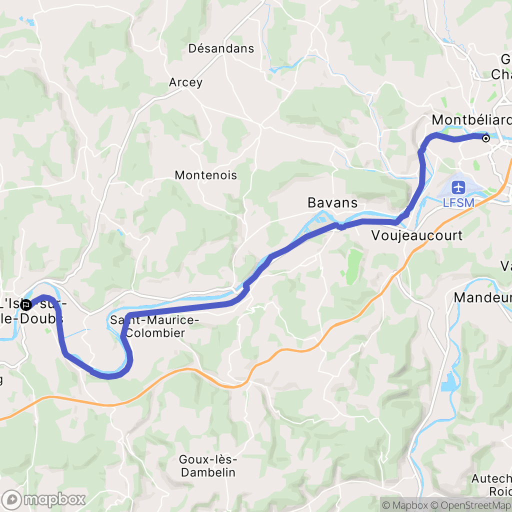 L'Isle-sur-le-Doubs : carte du parcours de randonnée - France
