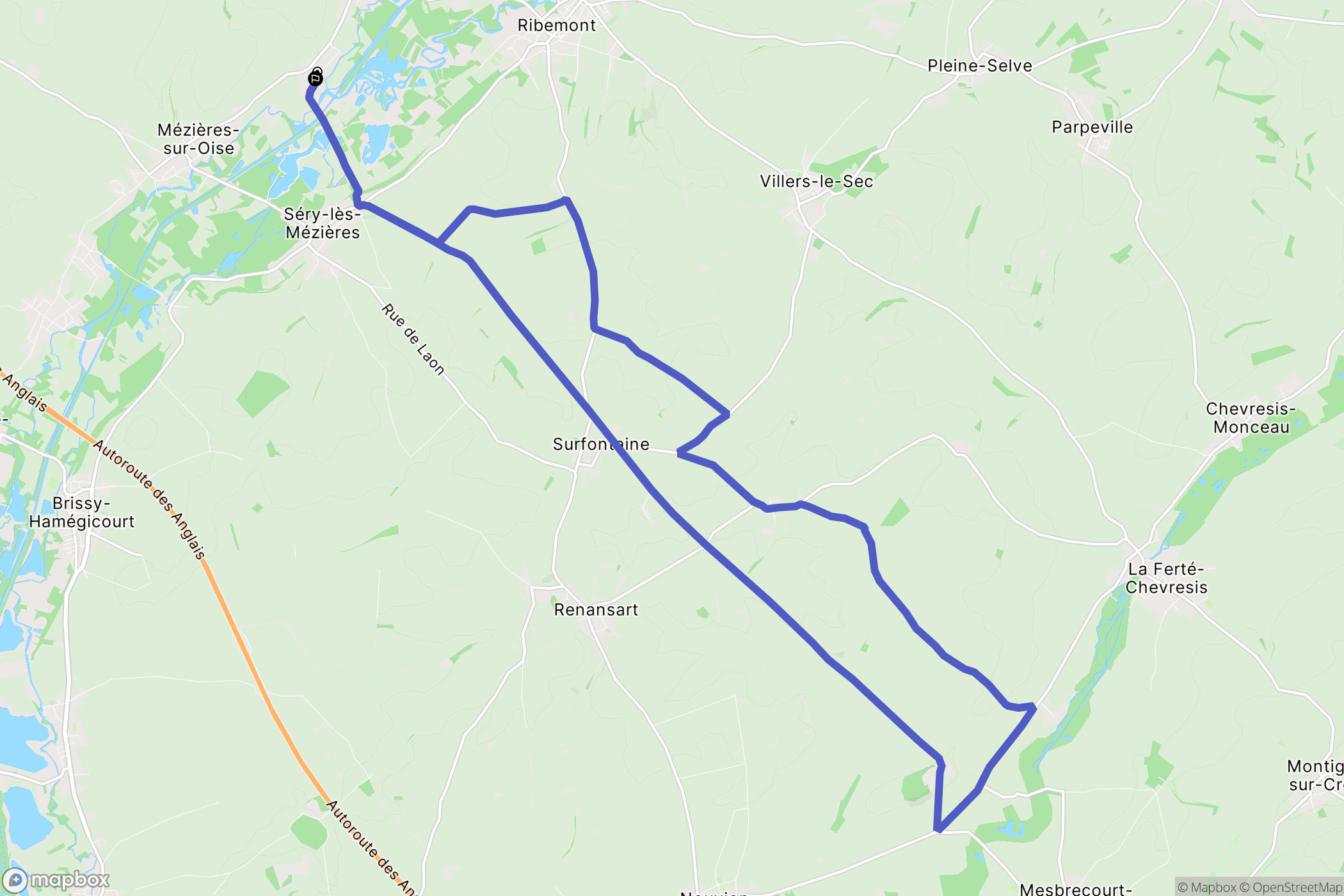 Châtillon-sur-Oise : carte du parcours de randonnée - France