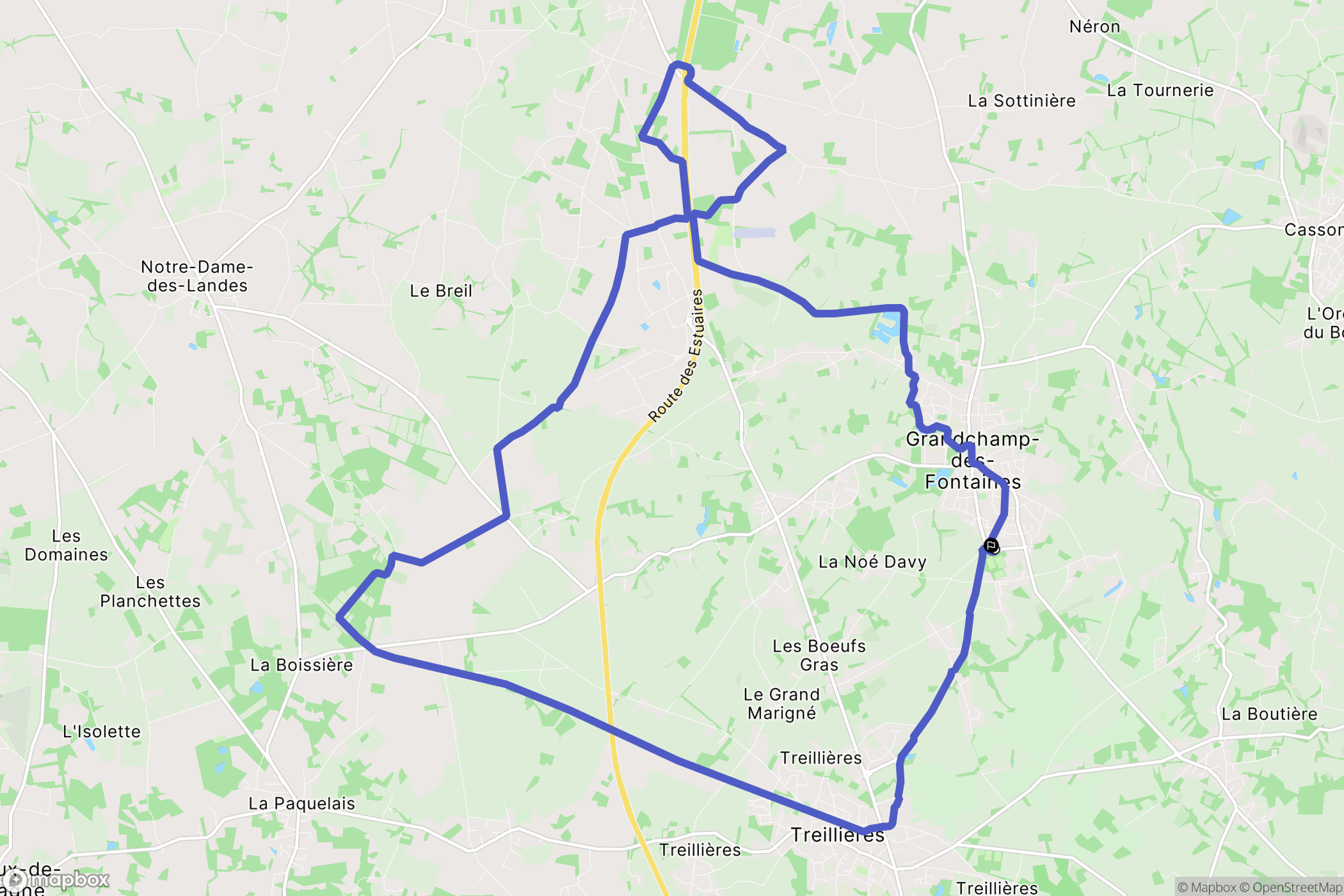 Grandchamp-es-Fontaines : carte du parcours de randonnée - France