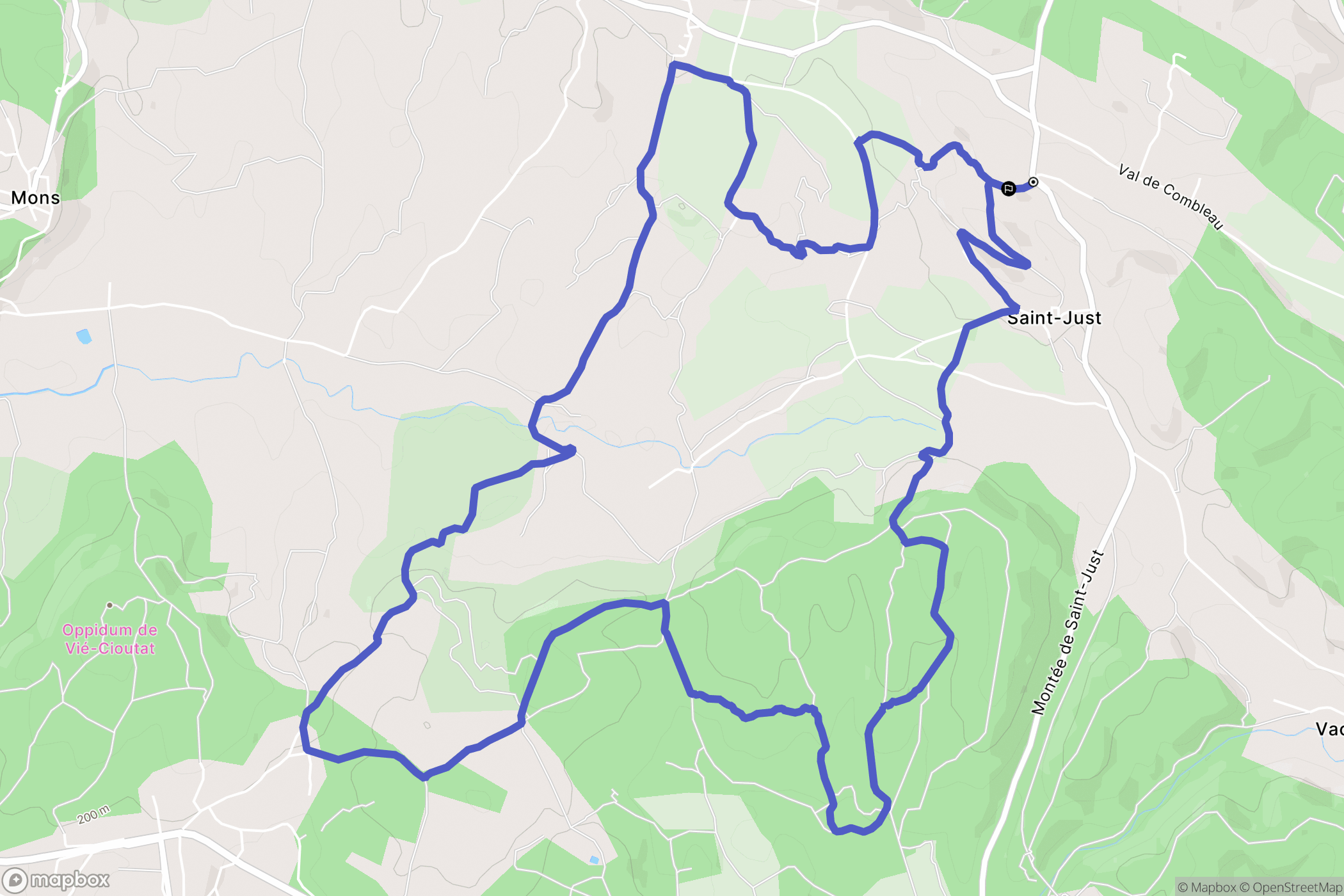 Saint-Just-et-Vacquières : carte du parcours de randonnée - France