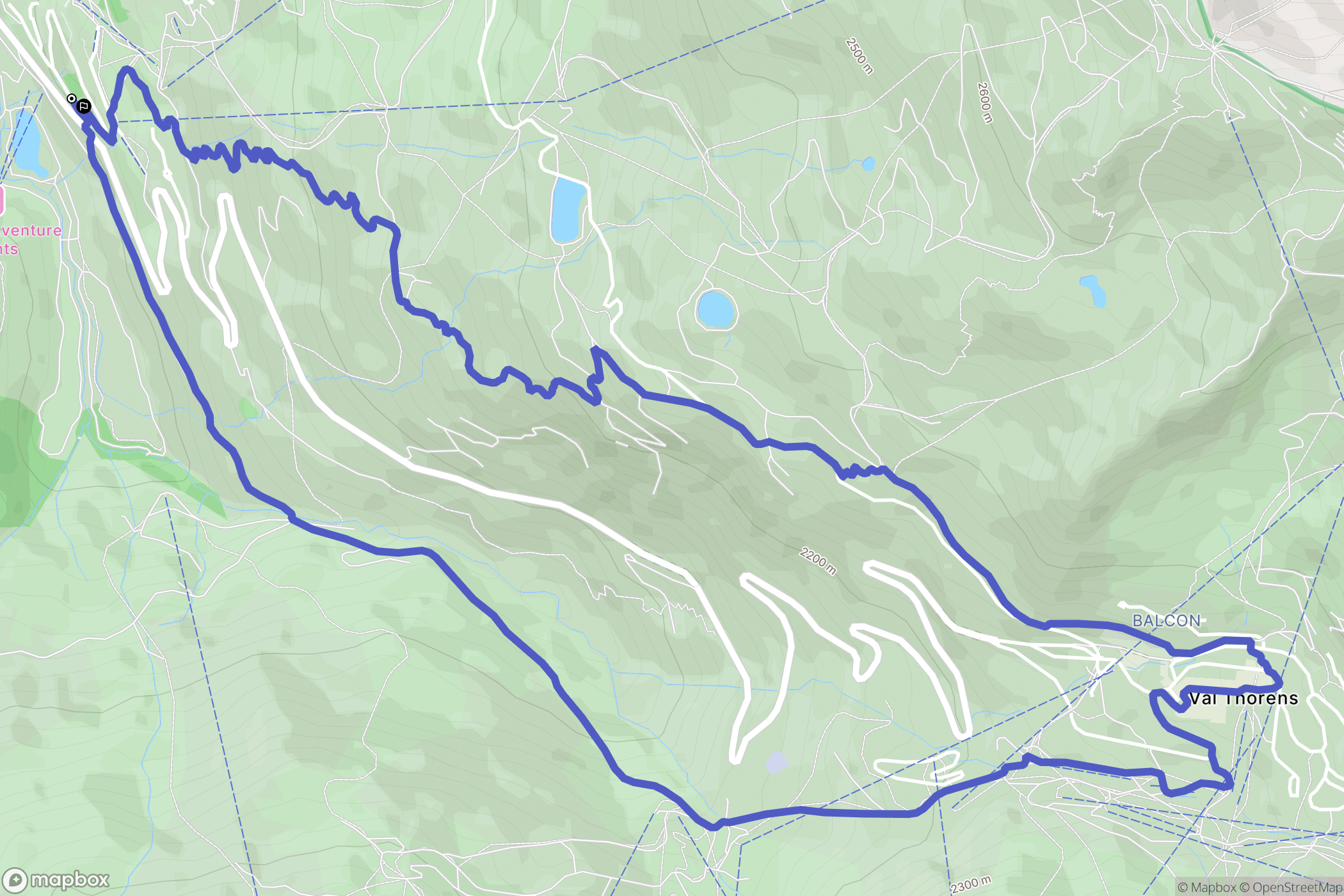Les Belleville : carte du parcours de randonnée - France
