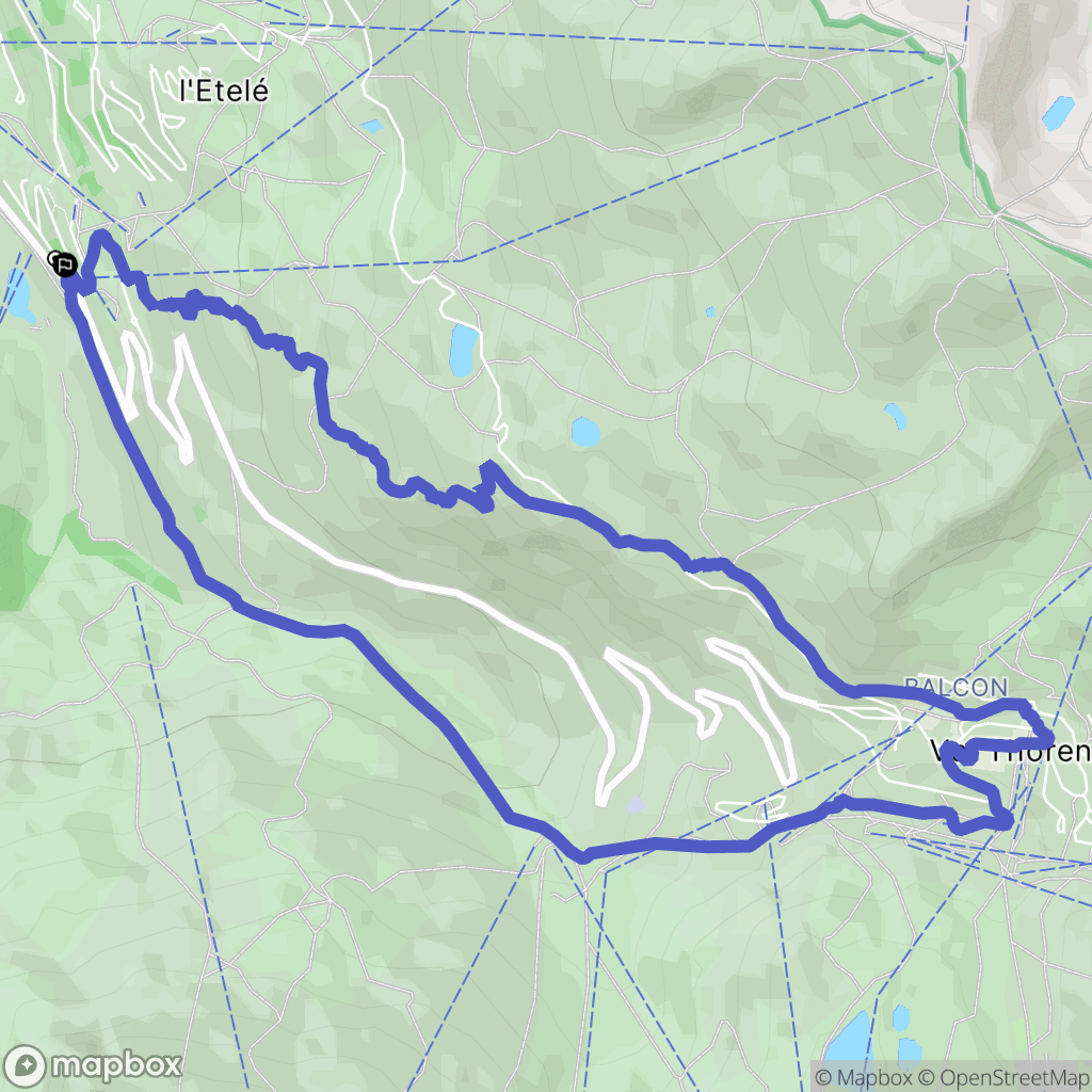 Les Belleville : carte du parcours de randonnée - France