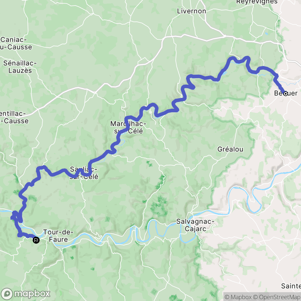 Béduer : carte du parcours de randonnée - France