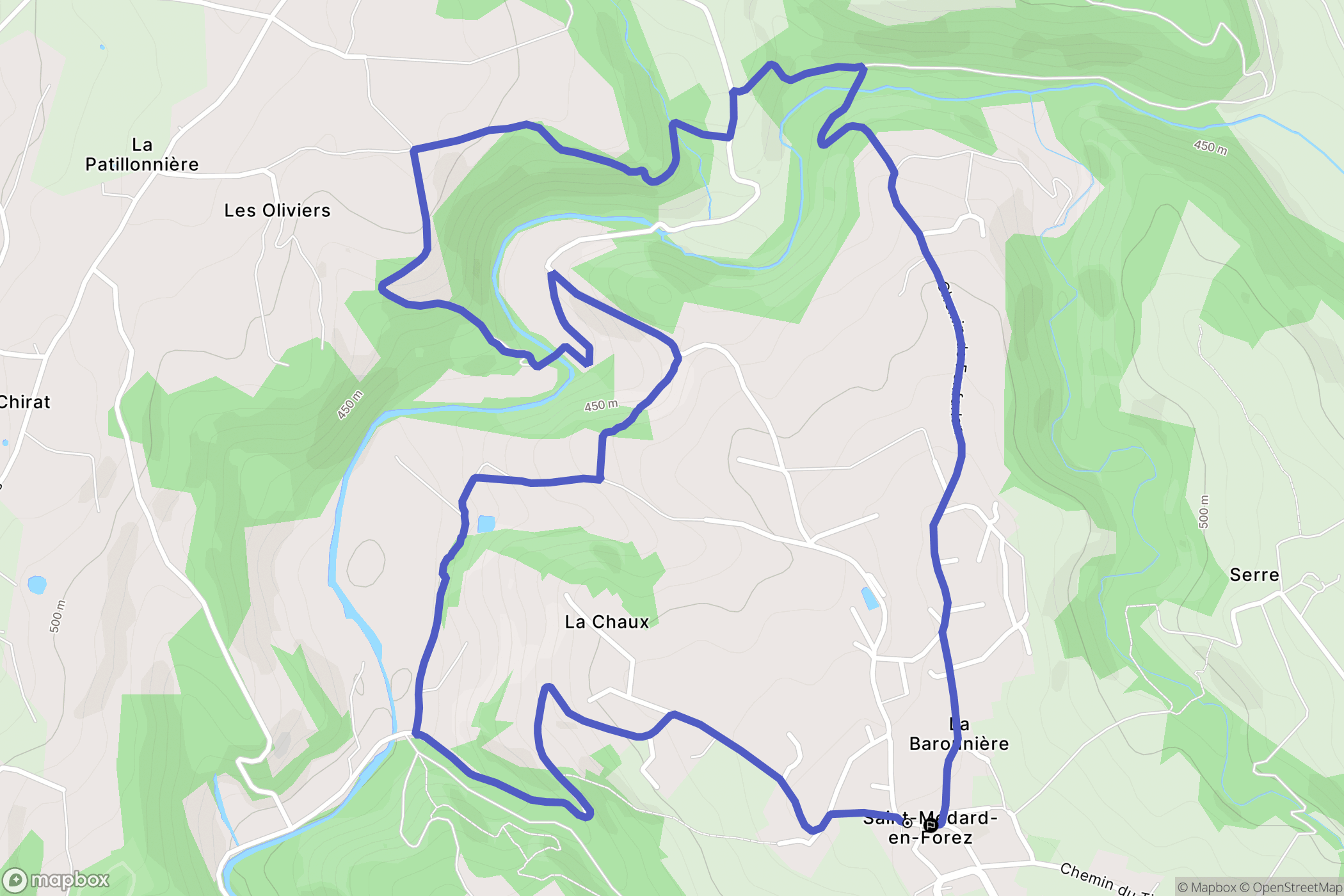 Saint-Médard-en-Forez : carte du parcours de randonnée - France