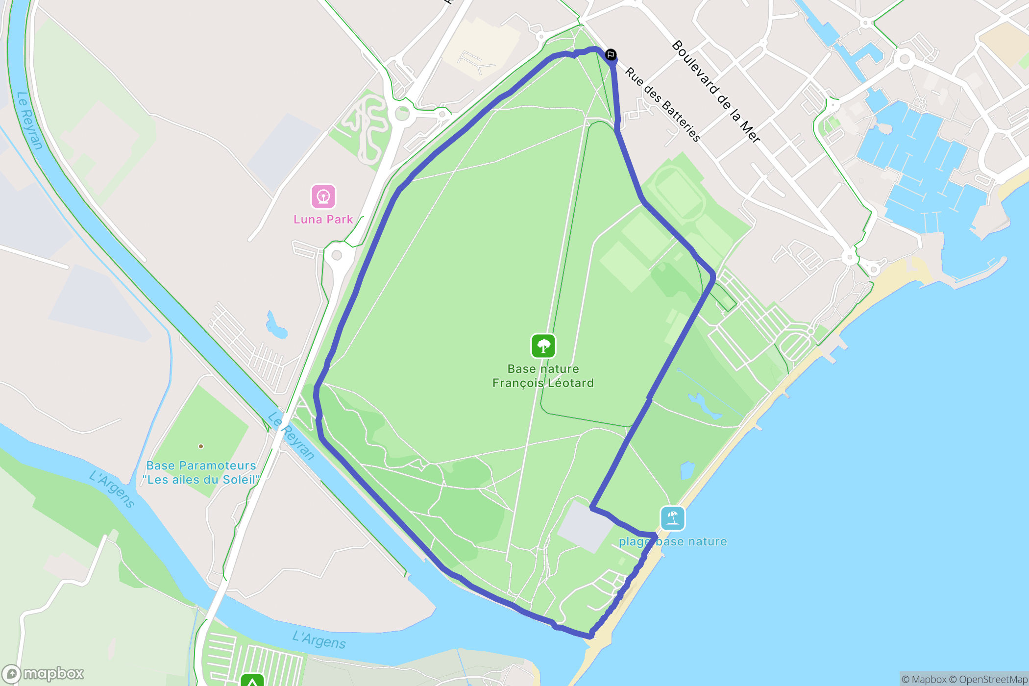 Fréjus : carte du parcours de randonnée - France