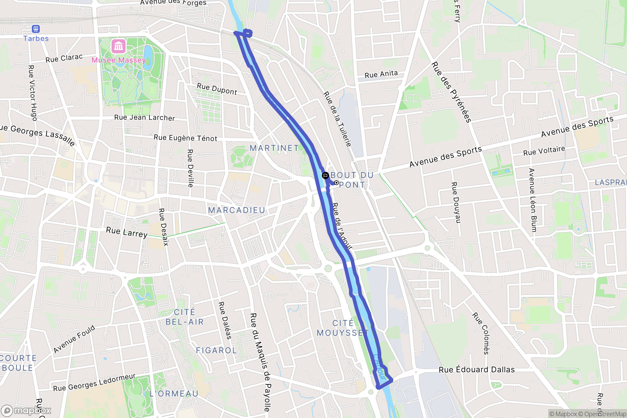 Tarbes : carte du parcours de randonnée - France