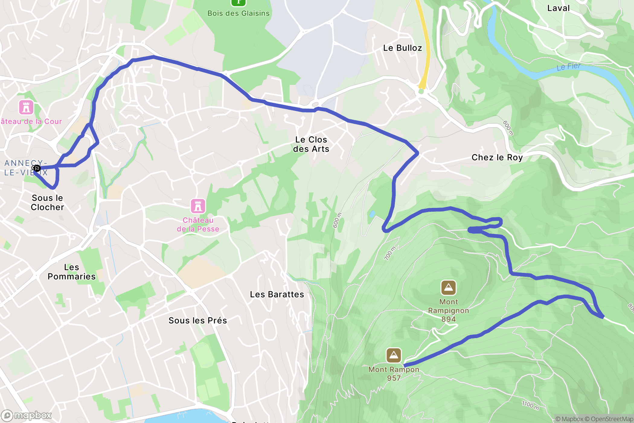 Annecy : carte du parcours de randonnée - France