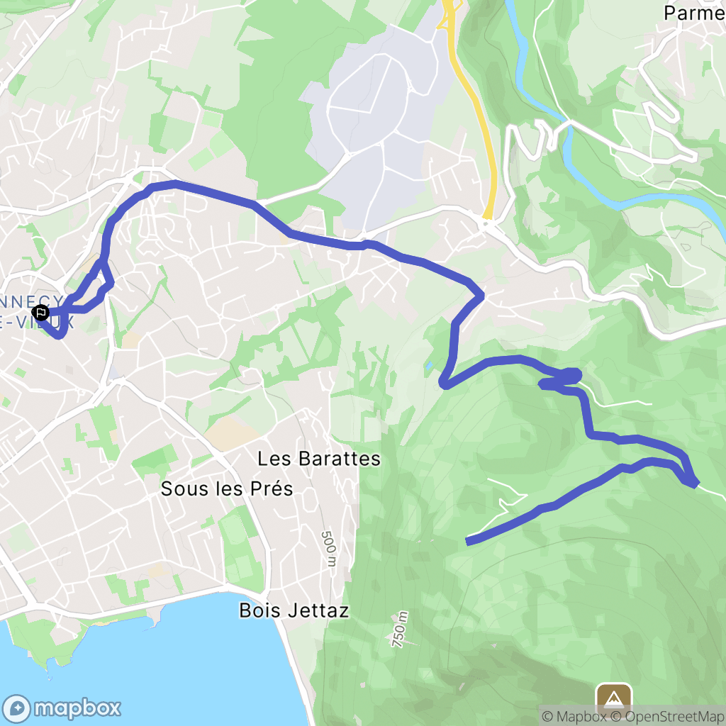 Annecy : carte du parcours de randonnée - France