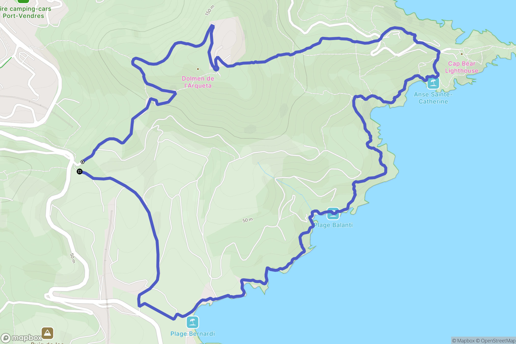 Port-Vendres : carte du parcours de randonnée - France