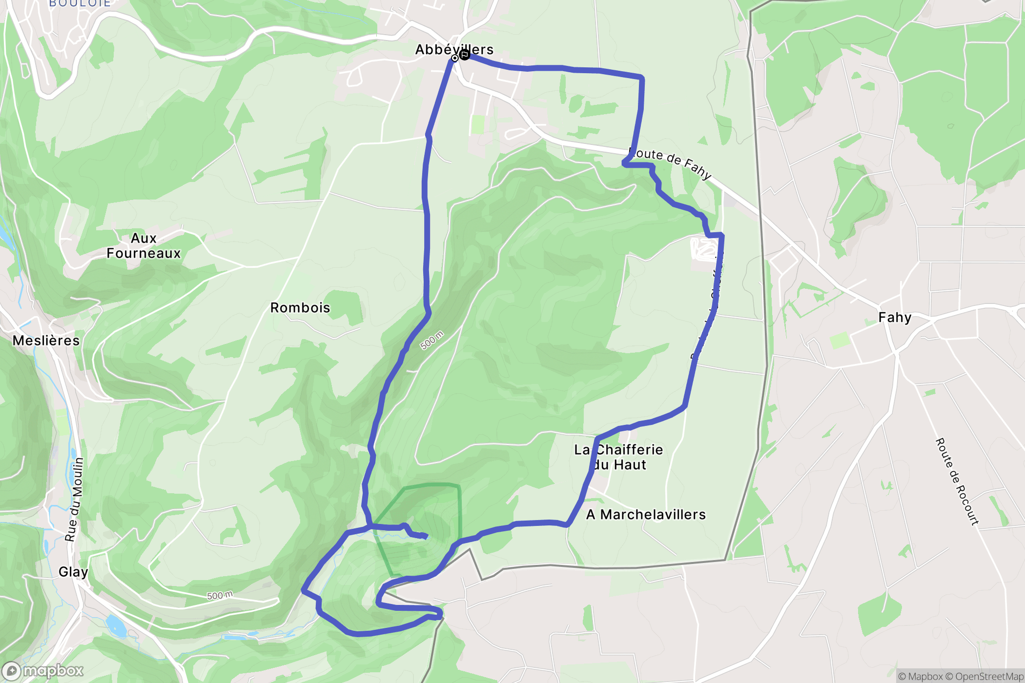 Abbévillers : carte du parcours de randonnée - France