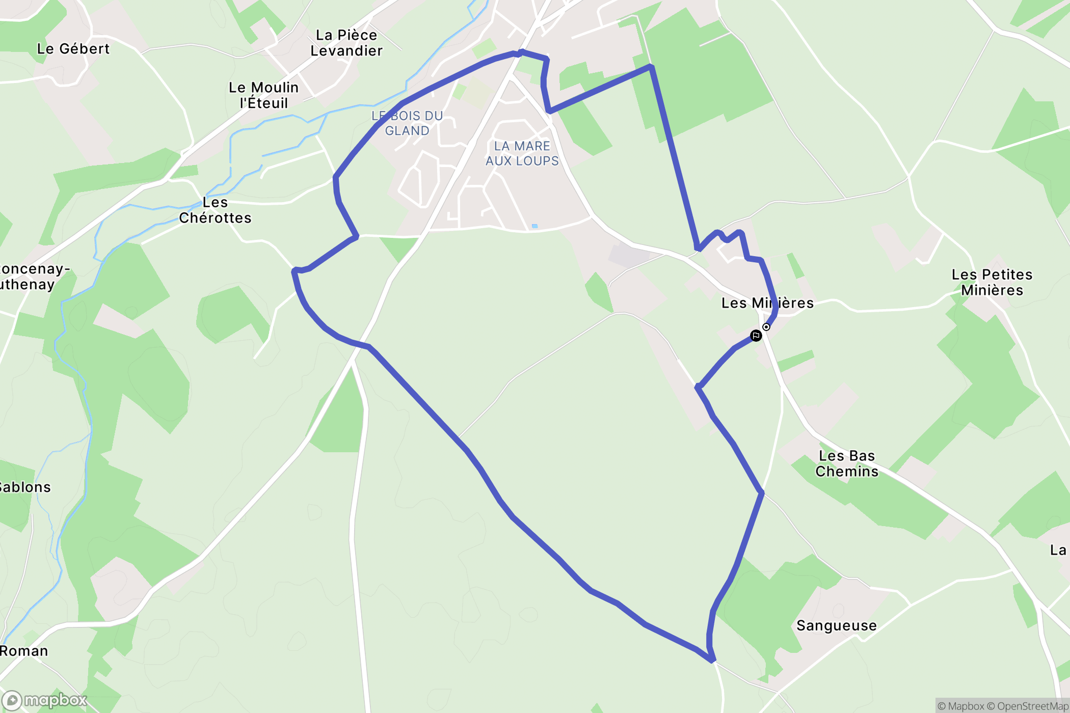 Mesnils-sur-Iton : carte du parcours de randonnée - France