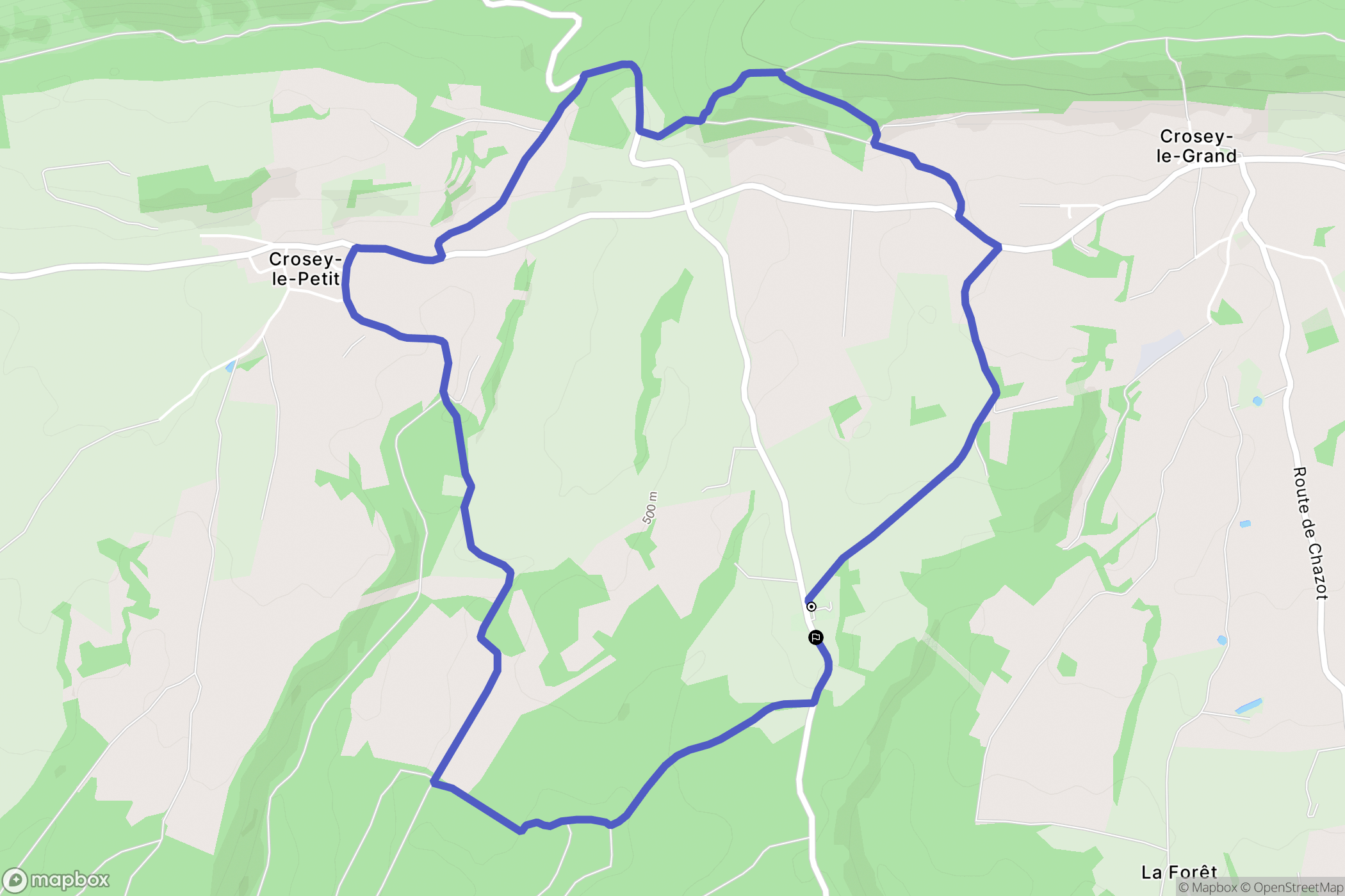 Crosey-le-Grand : carte du parcours de randonnée - France